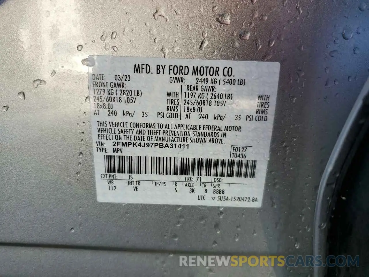 13 fotografías del automóvil dañado 2FMPK4J97PBA31411 FORD EDGE 2023