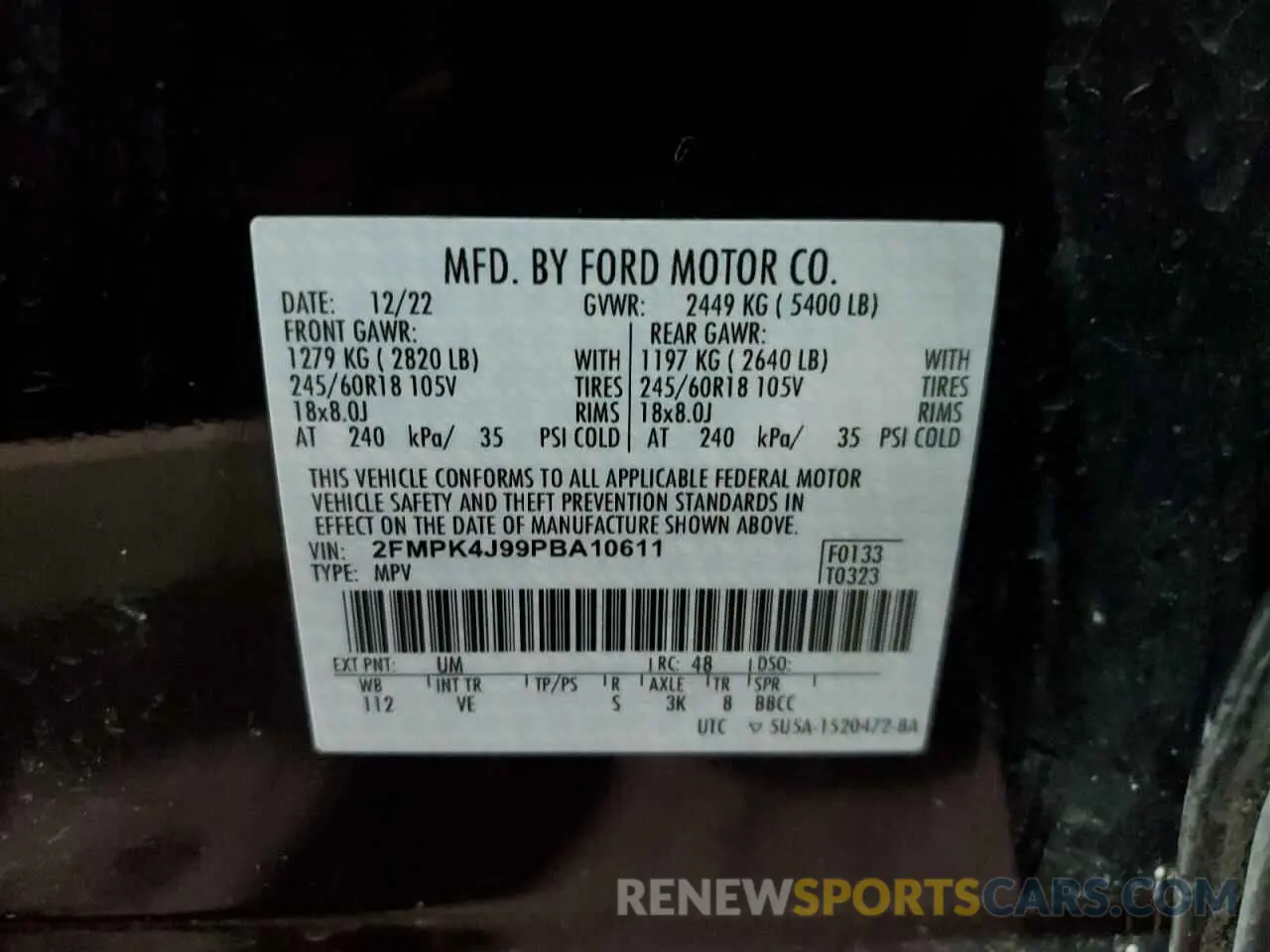 14 fotografías del automóvil dañado 2FMPK4J99PBA10611 FORD EDGE 2023