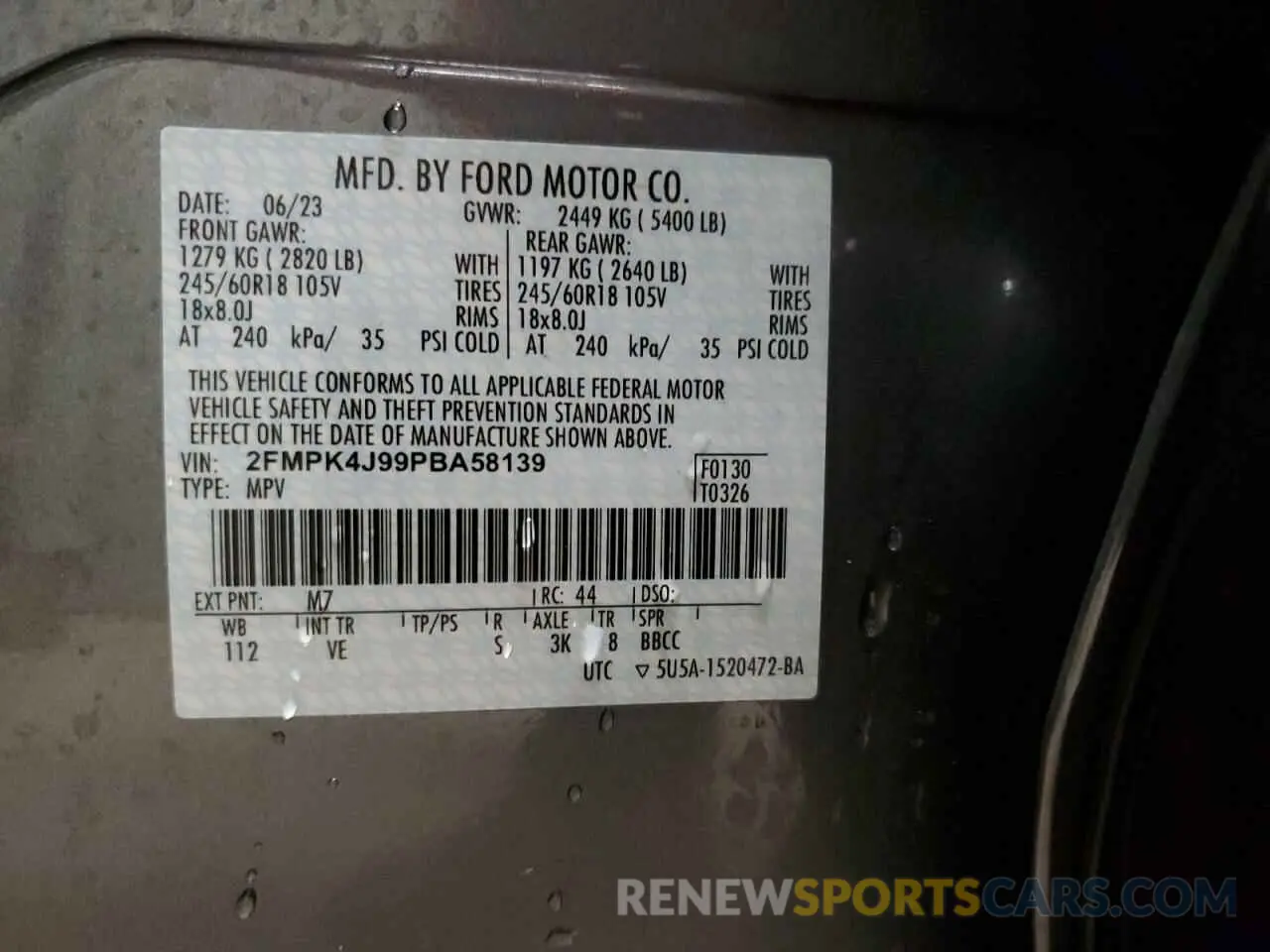 14 fotografías del automóvil dañado 2FMPK4J99PBA58139 FORD EDGE 2023
