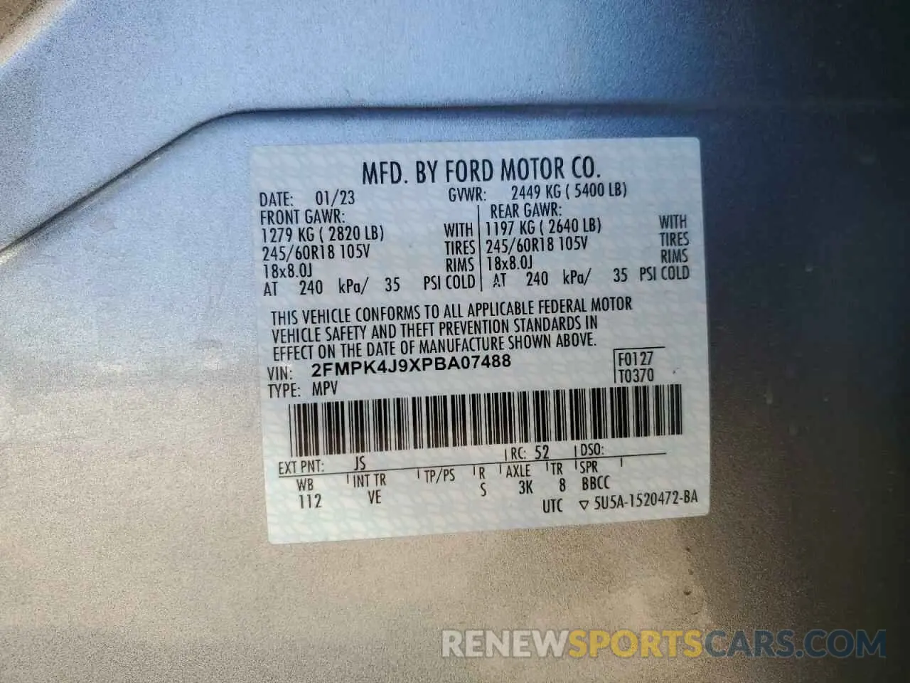 15 fotografías del automóvil dañado 2FMPK4J9XPBA07488 FORD EDGE 2023