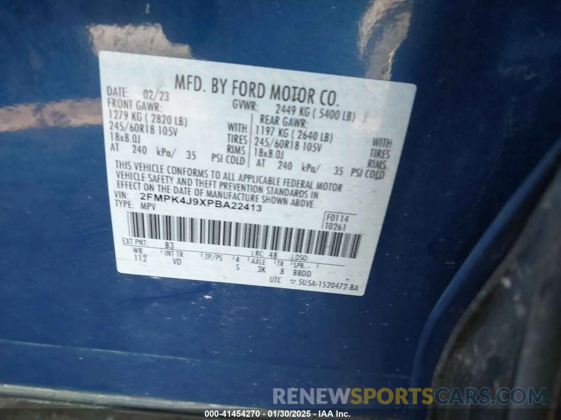 9 fotografías del automóvil dañado 2FMPK4J9XPBA22413 FORD EDGE 2023