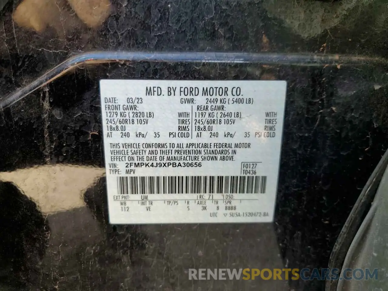 12 fotografías del automóvil dañado 2FMPK4J9XPBA30656 FORD EDGE 2023