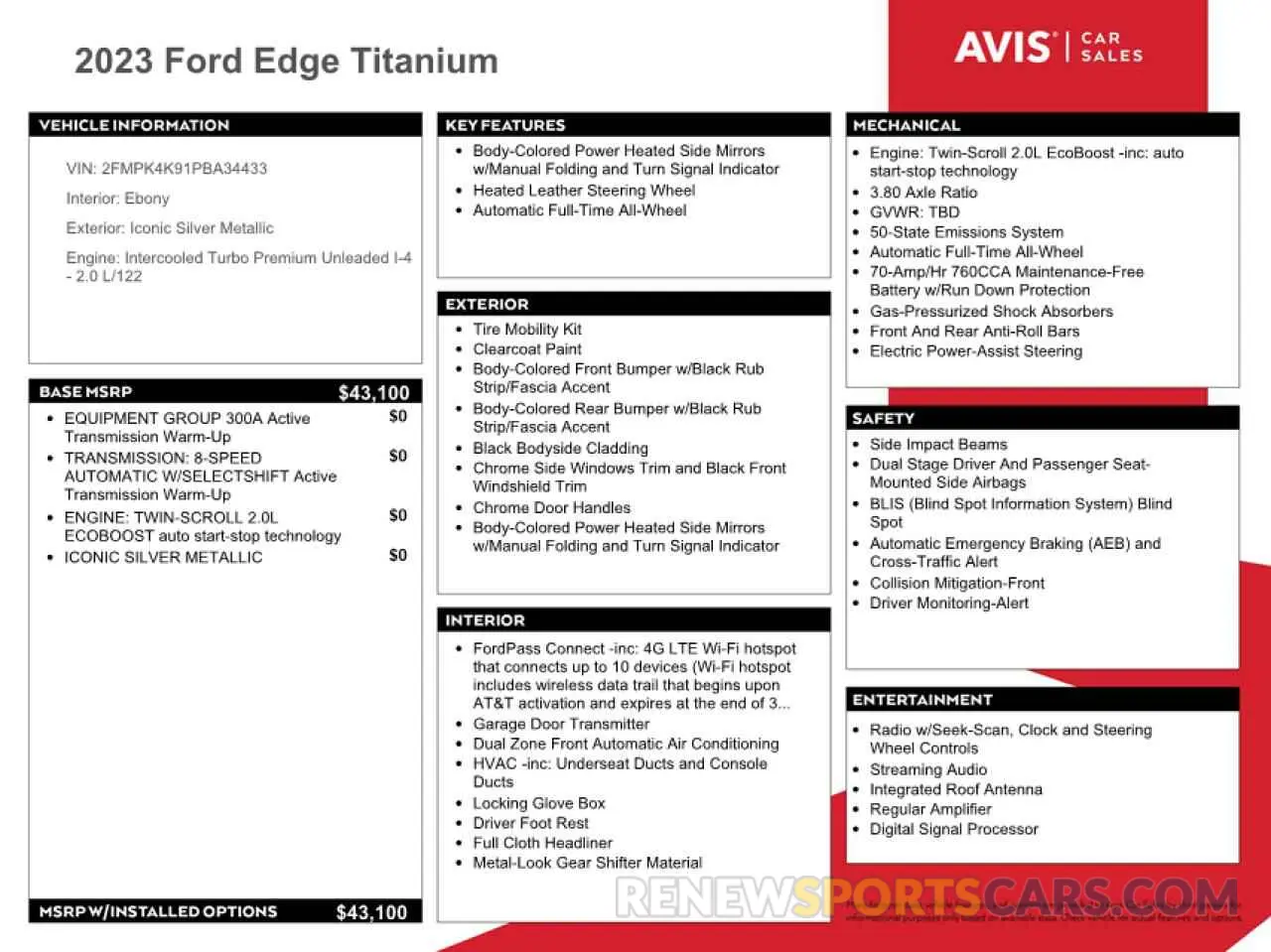 13 fotografías del automóvil dañado 2FMPK4K91PBA34433 FORD EDGE 2023