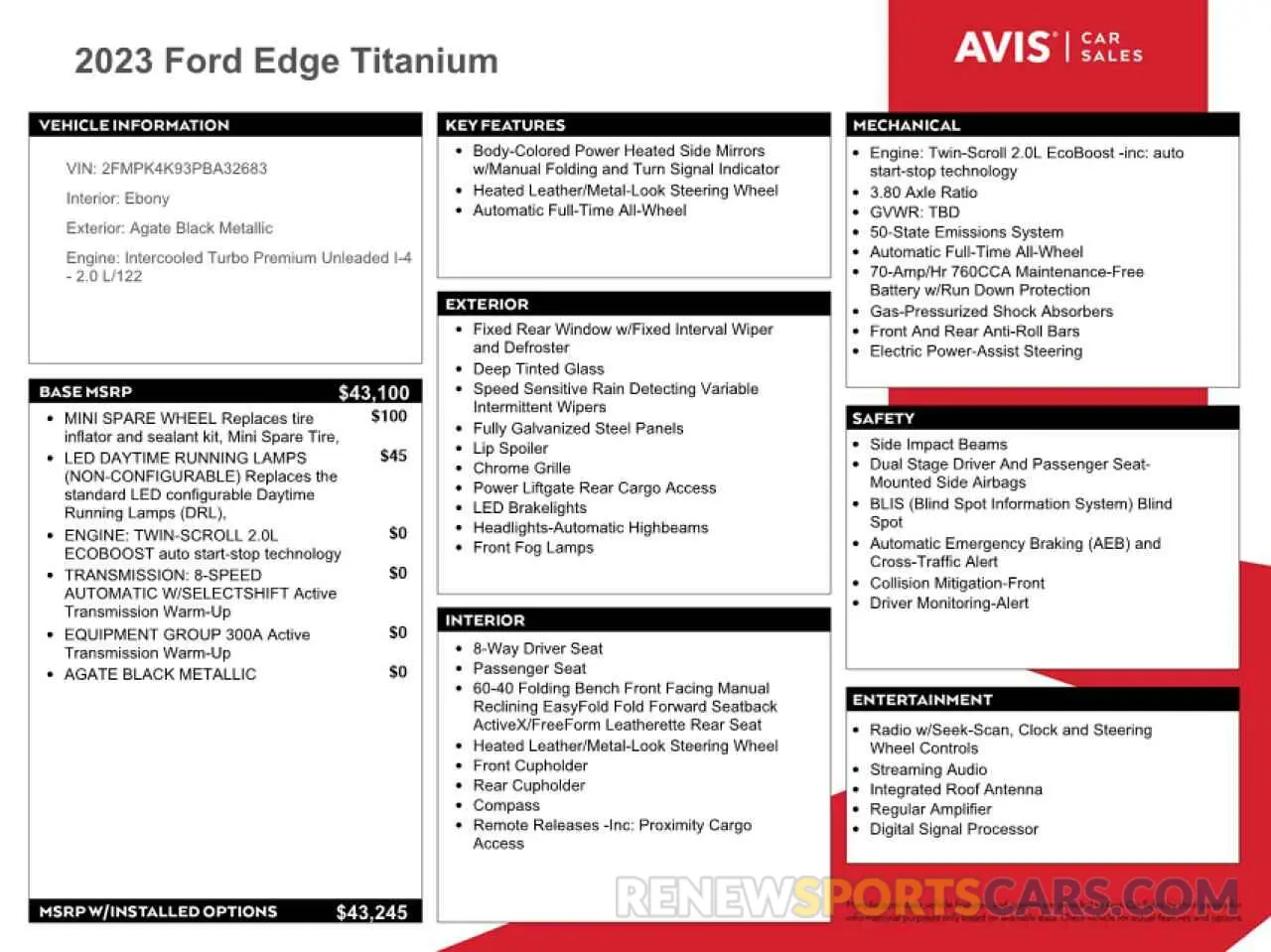 12 fotografías del automóvil dañado 2FMPK4K93PBA32683 FORD EDGE 2023