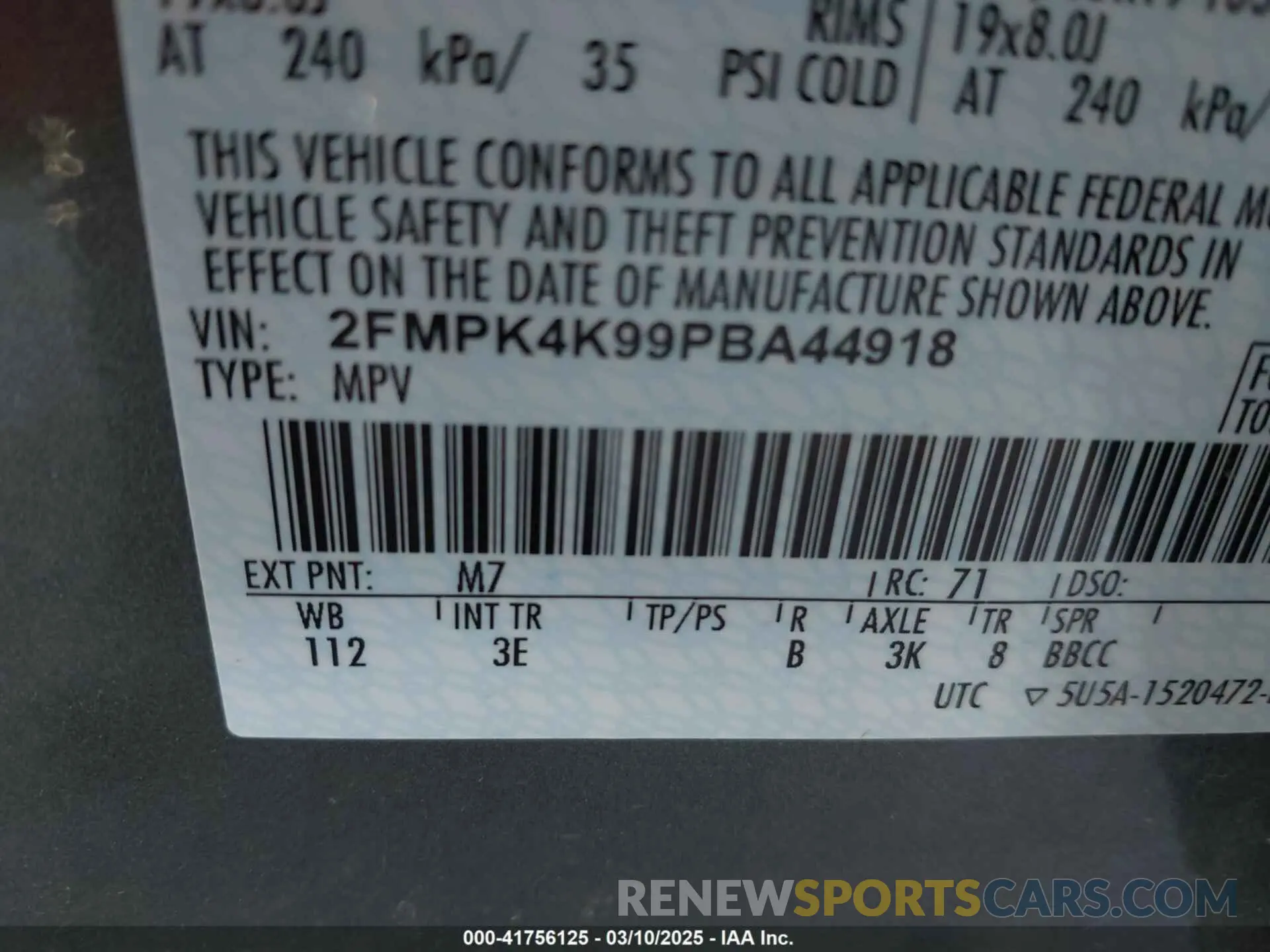 9 fotografías del automóvil dañado 2FMPK4K99PBA44918 FORD EDGE 2023