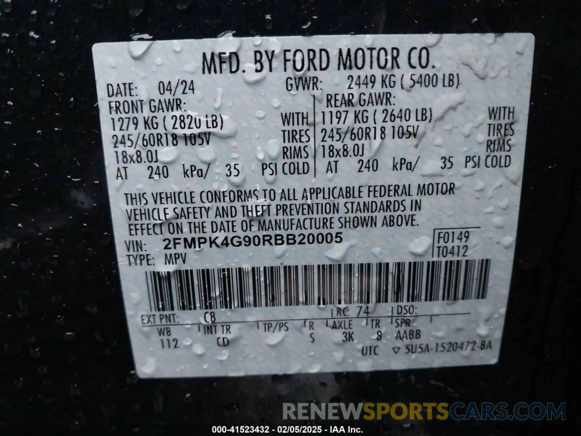 9 fotografías del automóvil dañado 2FMPK4G90RBB20005 FORD EDGE 2024