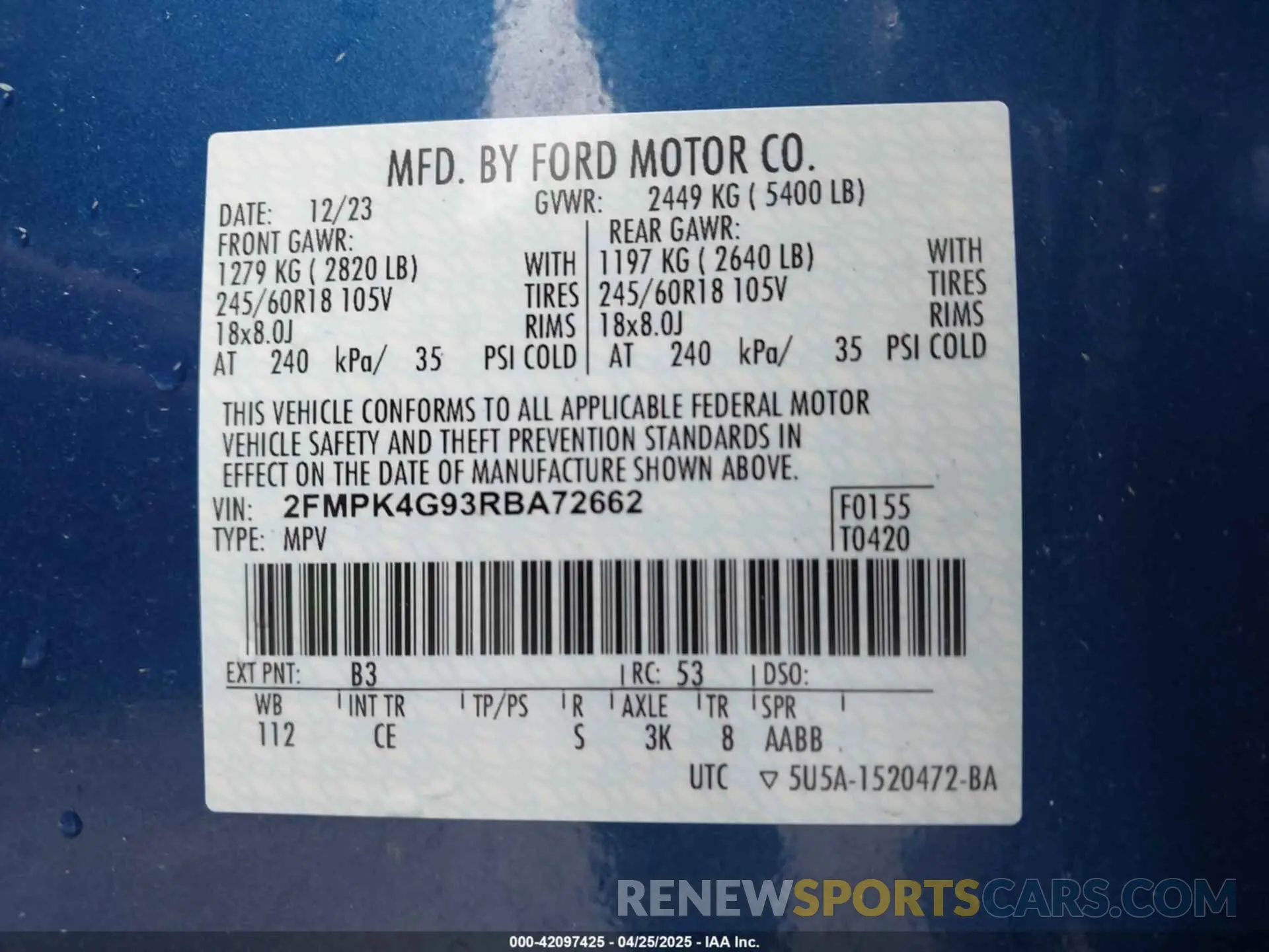 9 fotografías del automóvil dañado 2FMPK4G93RBA72662 FORD EDGE 2024