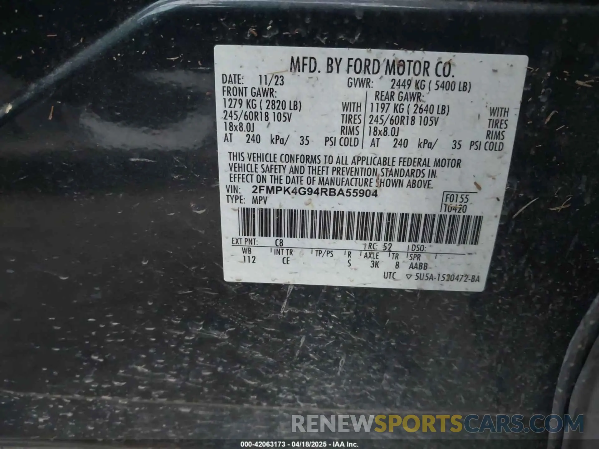 9 fotografías del automóvil dañado 2FMPK4G94RBA55904 FORD EDGE 2024
