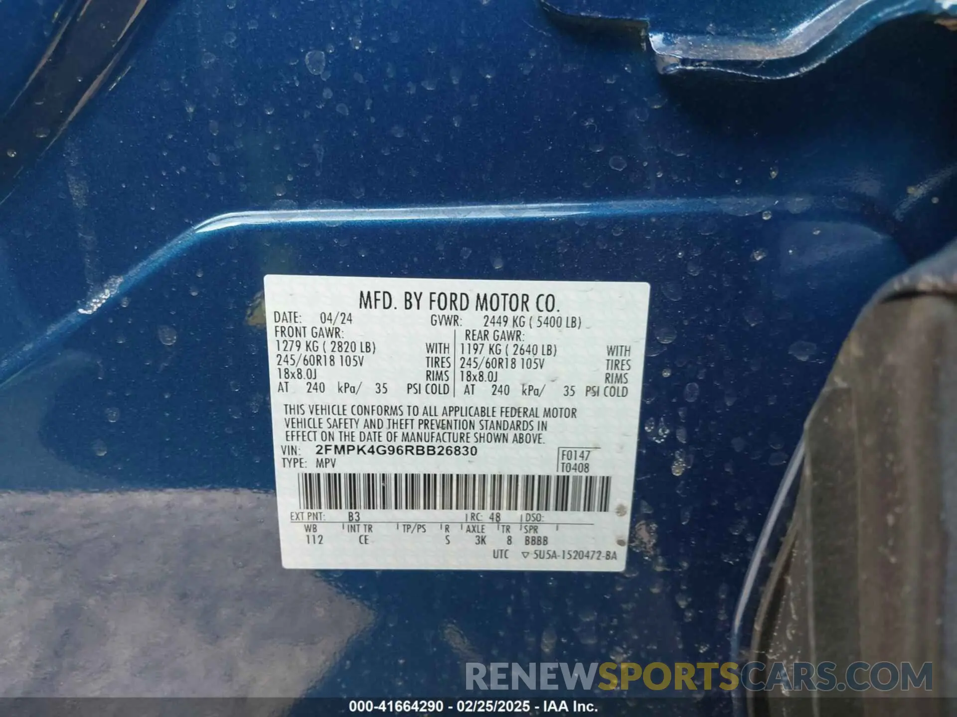9 fotografías del automóvil dañado 2FMPK4G96RBB26830 FORD EDGE 2024