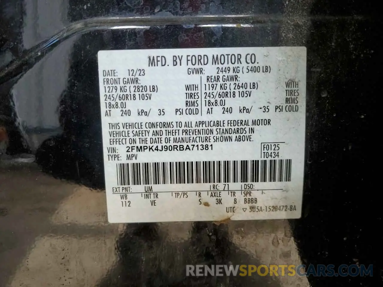 14 fotografías del automóvil dañado 2FMPK4J90RBA71381 FORD EDGE 2024