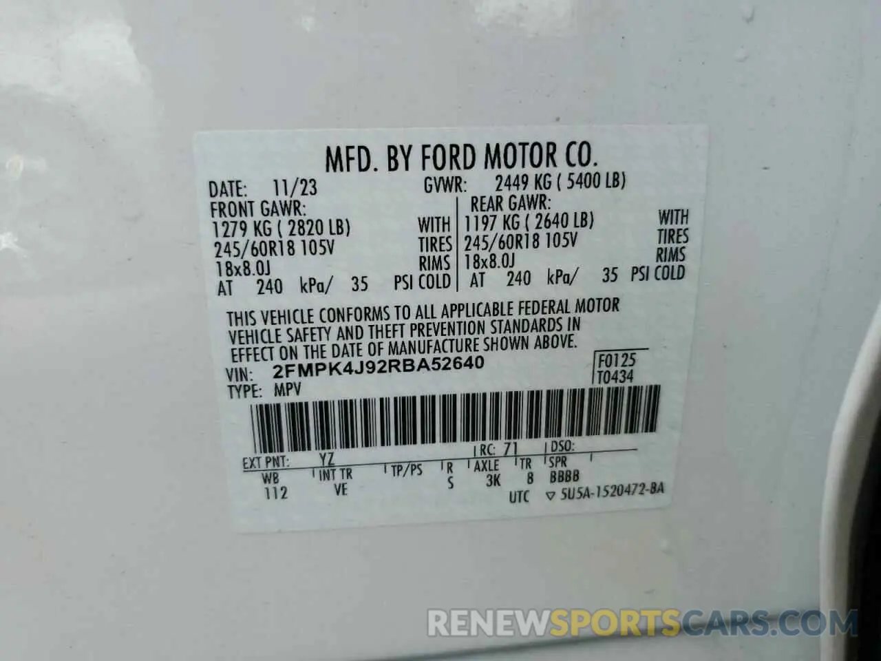 13 fotografías del automóvil dañado 2FMPK4J92RBA52640 FORD EDGE 2024