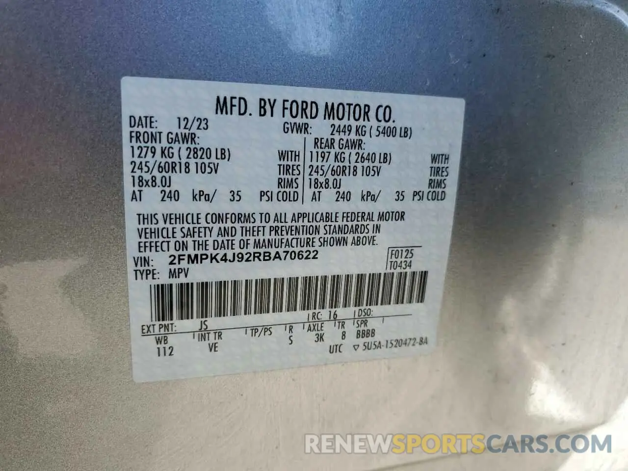 13 fotografías del automóvil dañado 2FMPK4J92RBA70622 FORD EDGE 2024