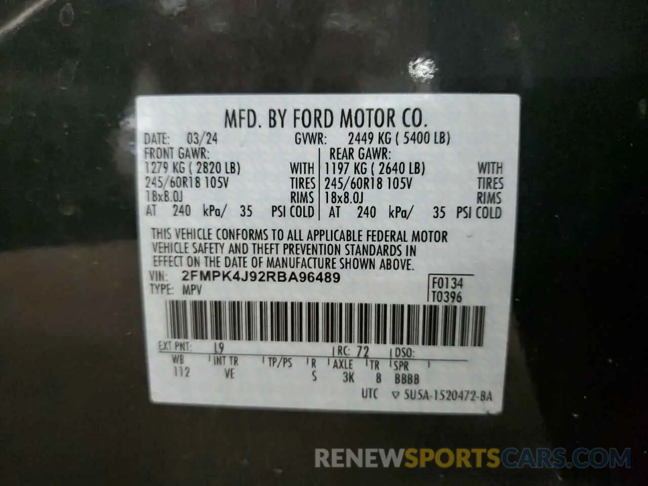 13 fotografías del automóvil dañado 2FMPK4J92RBA96489 FORD EDGE 2024