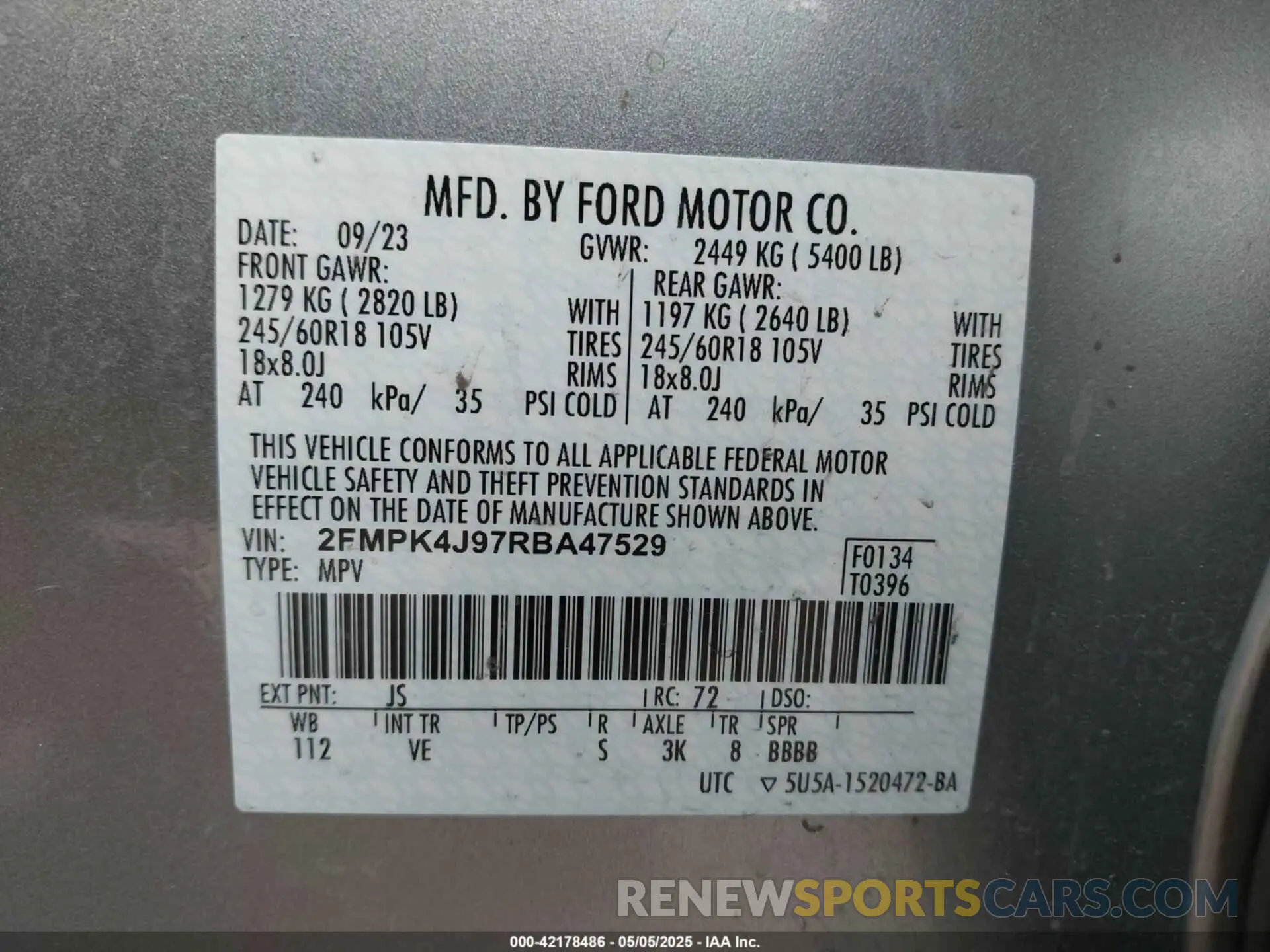 9 fotografías del automóvil dañado 2FMPK4J97RBA47529 FORD EDGE 2024