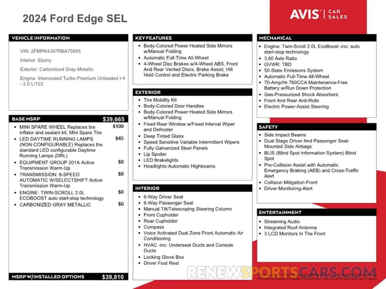 12 fotografías del automóvil dañado 2FMPK4J97RBA75895 FORD EDGE 2024
