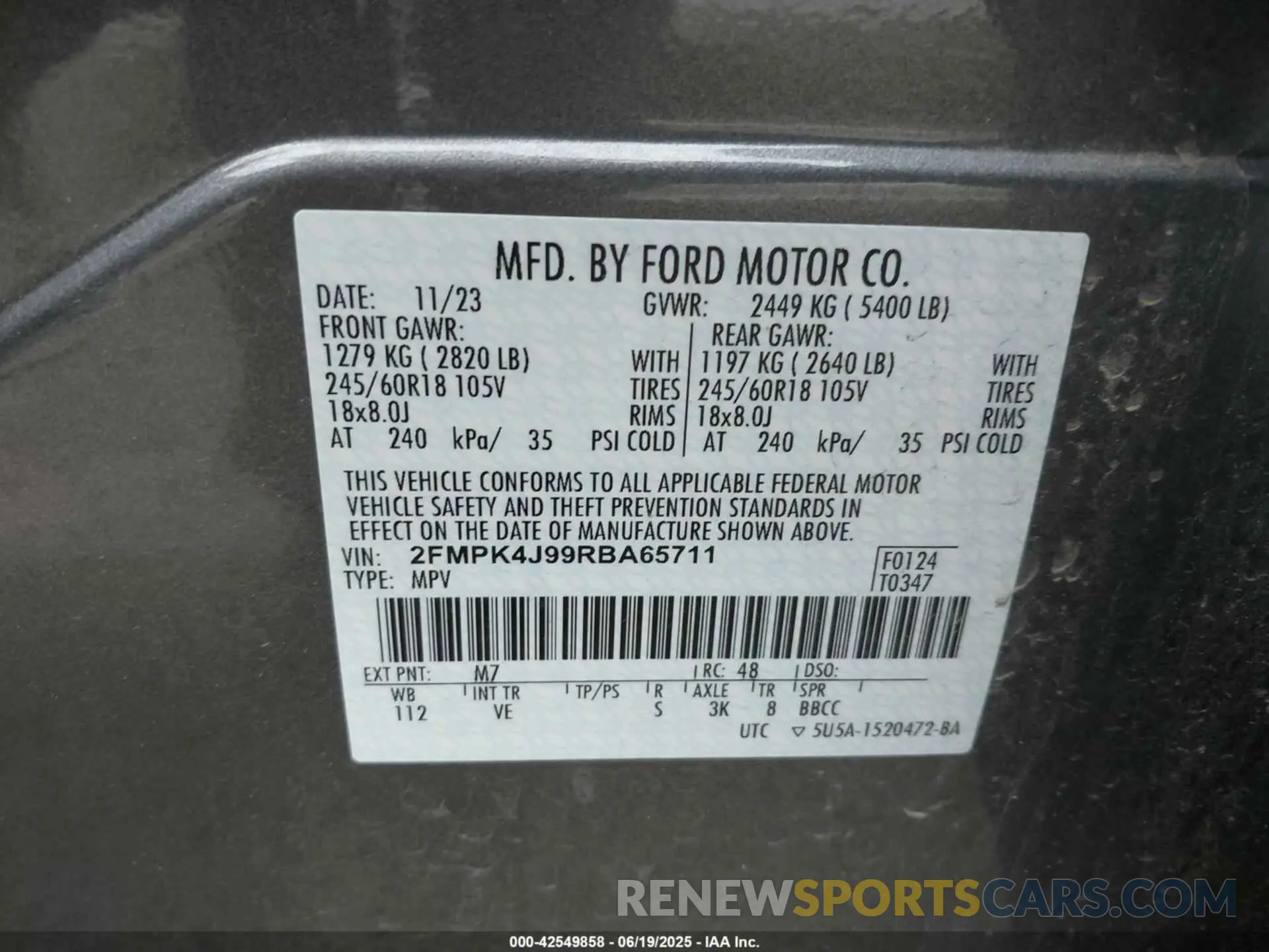 9 fotografías del automóvil dañado 2FMPK4J99RBA65711 FORD EDGE 2024