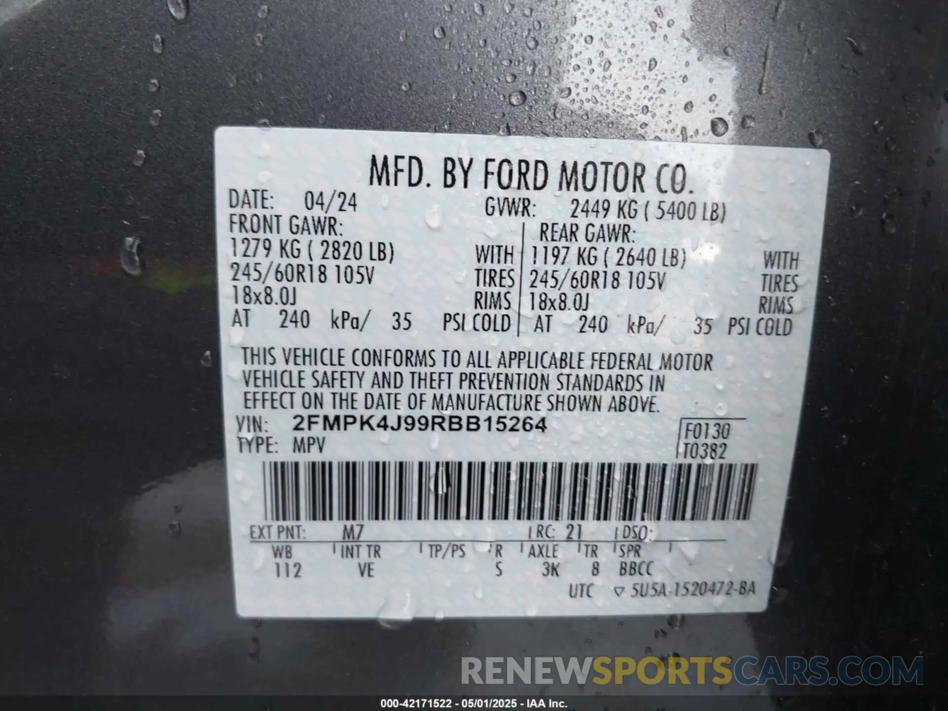 9 fotografías del automóvil dañado 2FMPK4J99RBB15264 FORD EDGE 2024