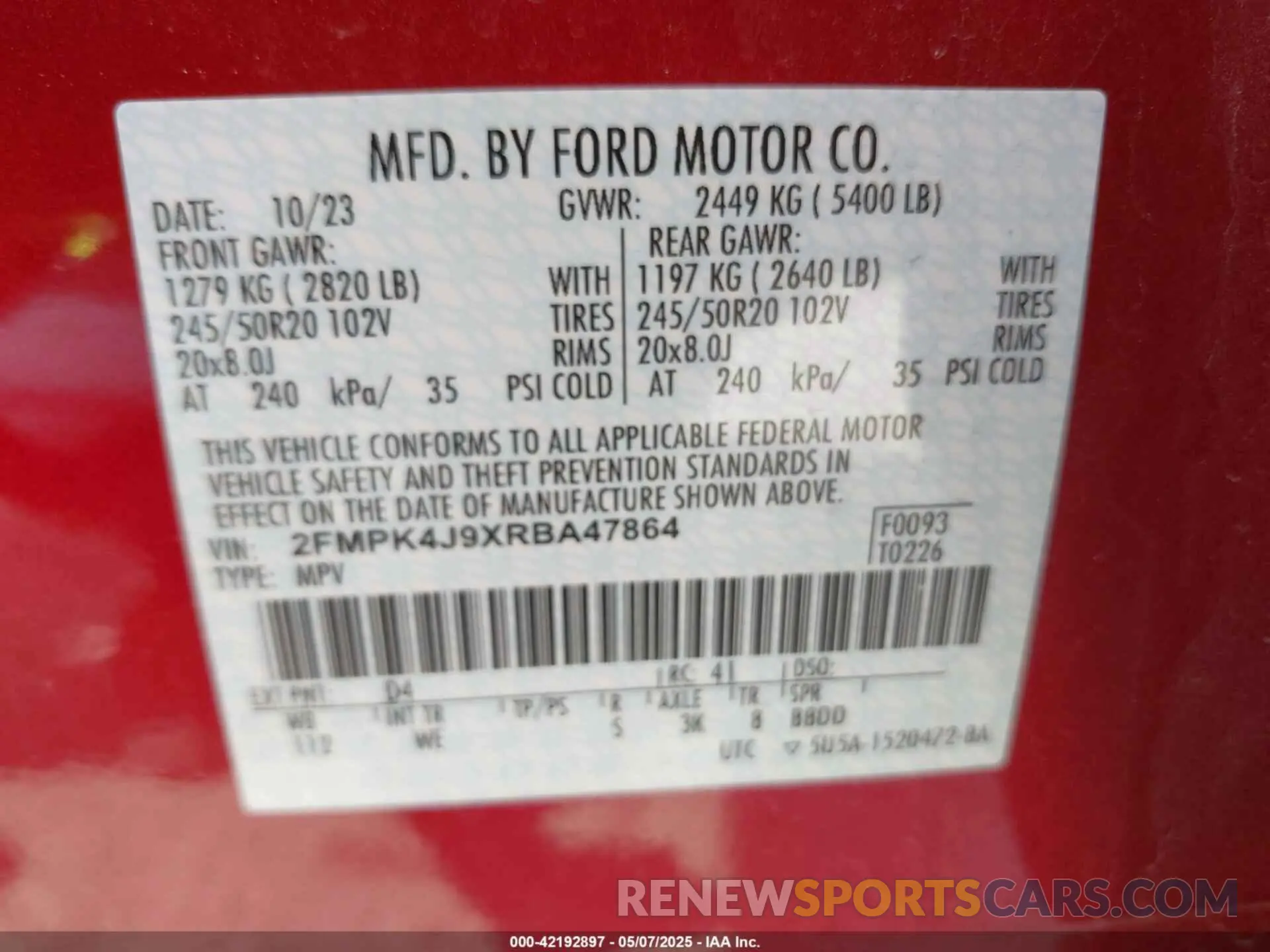 9 fotografías del automóvil dañado 2FMPK4J9XRBA47864 FORD EDGE 2024