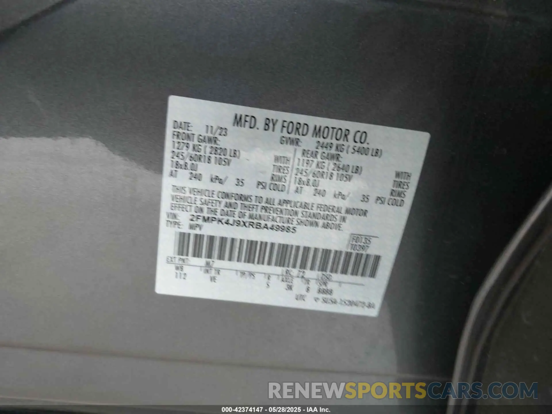 9 fotografías del automóvil dañado 2FMPK4J9XRBA49985 FORD EDGE 2024