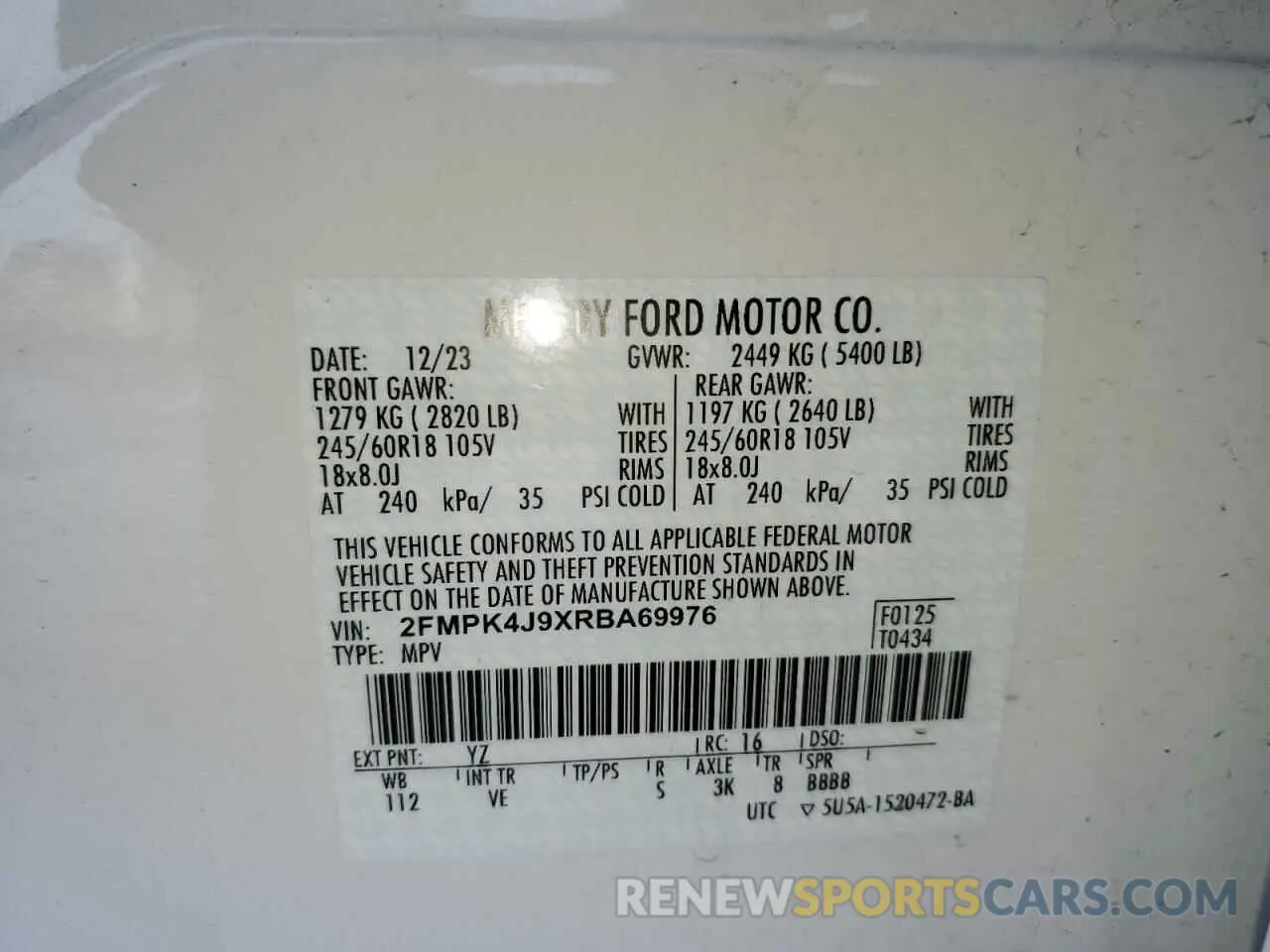 13 fotografías del automóvil dañado 2FMPK4J9XRBA69976 FORD EDGE 2024
