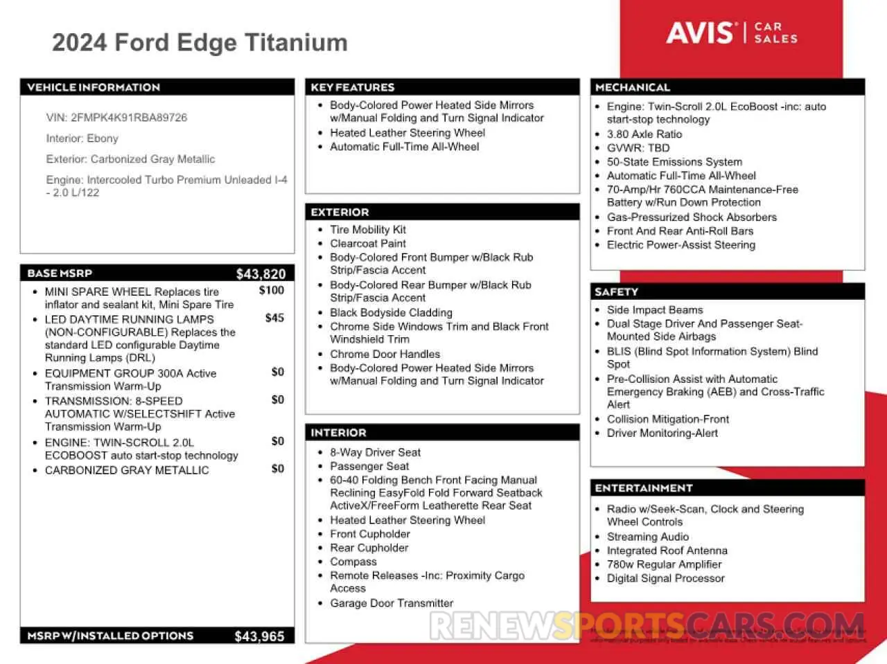 13 fotografías del automóvil dañado 2FMPK4K91RBA89726 FORD EDGE 2024