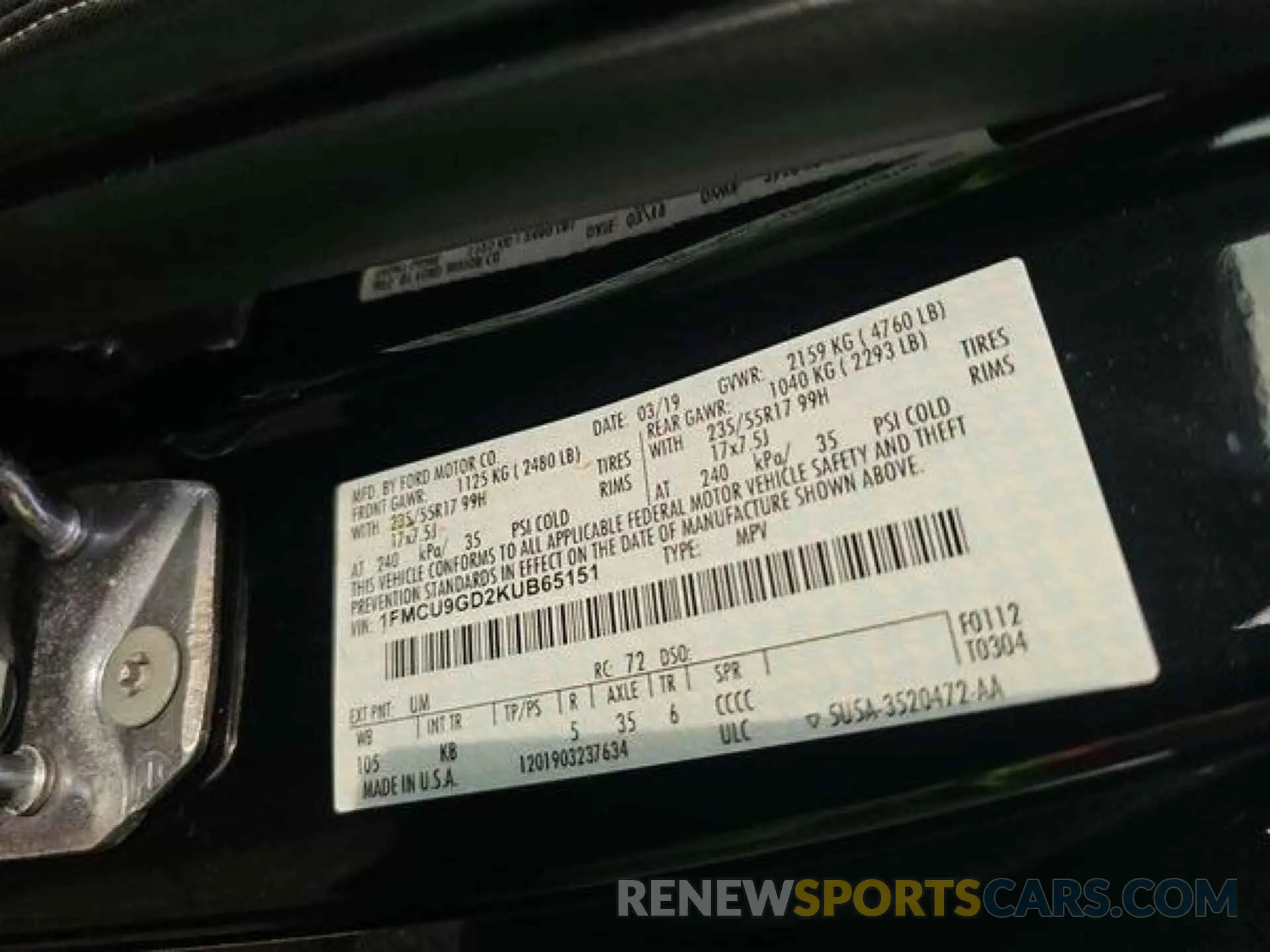 14 fotografías del automóvil dañado 1FMCU9GD2KUB65151 FORD ESCAPE 2019