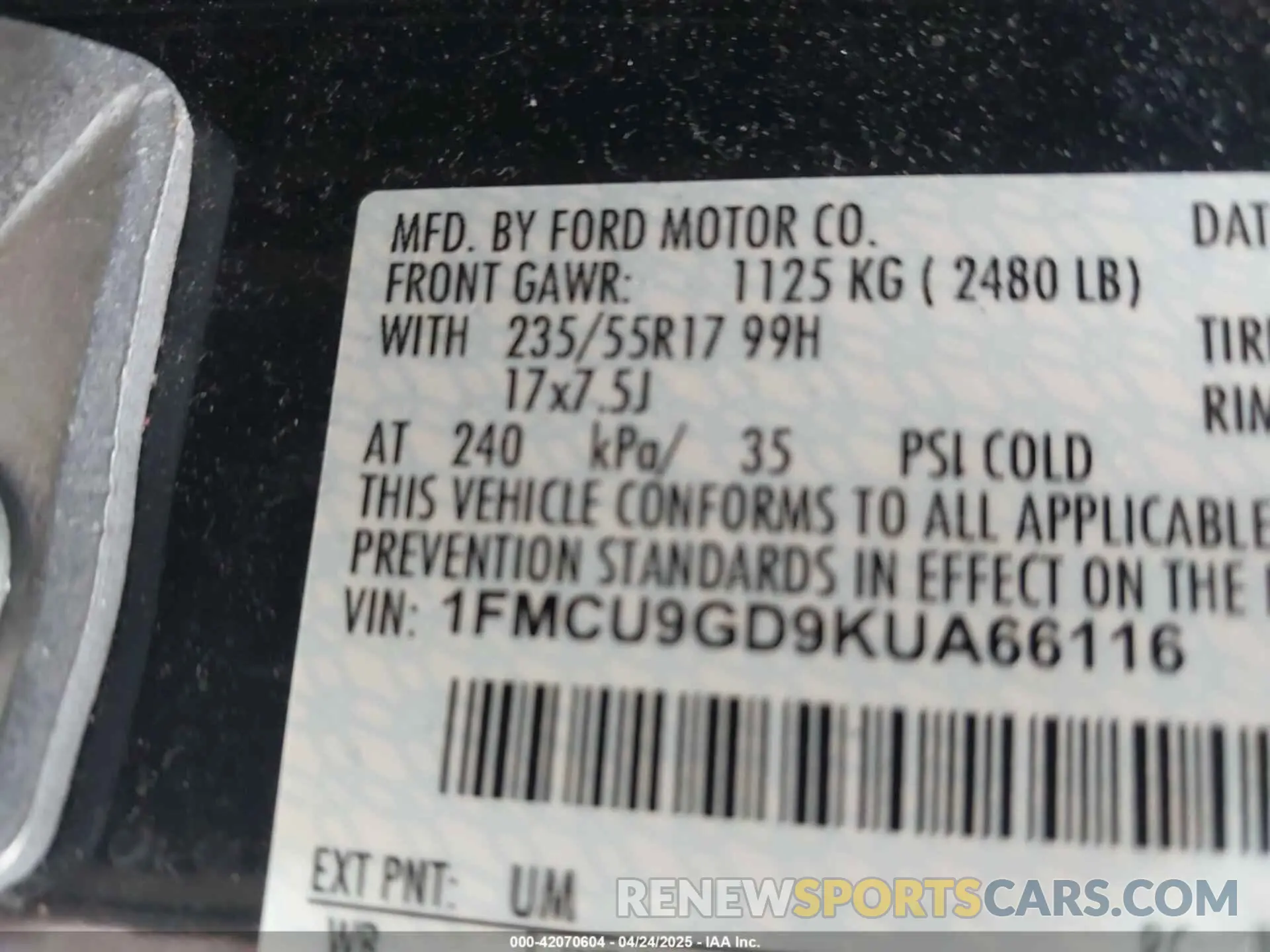 9 fotografías del automóvil dañado 1FMCU9GD9KUA66116 FORD ESCAPE 2019