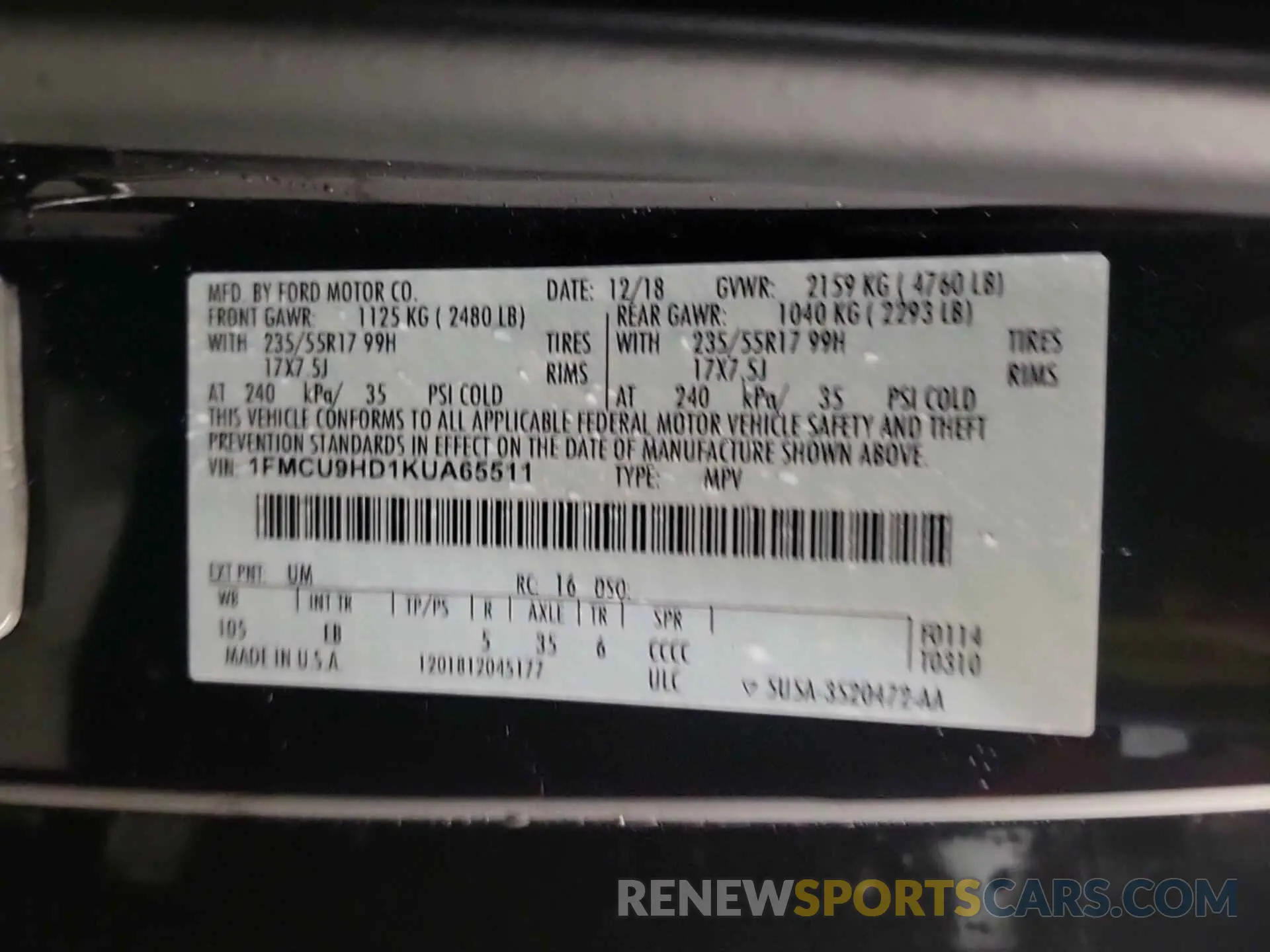 22 fotografías del automóvil dañado 1FMCU9HD1KUA65511 FORD ESCAPE 2019