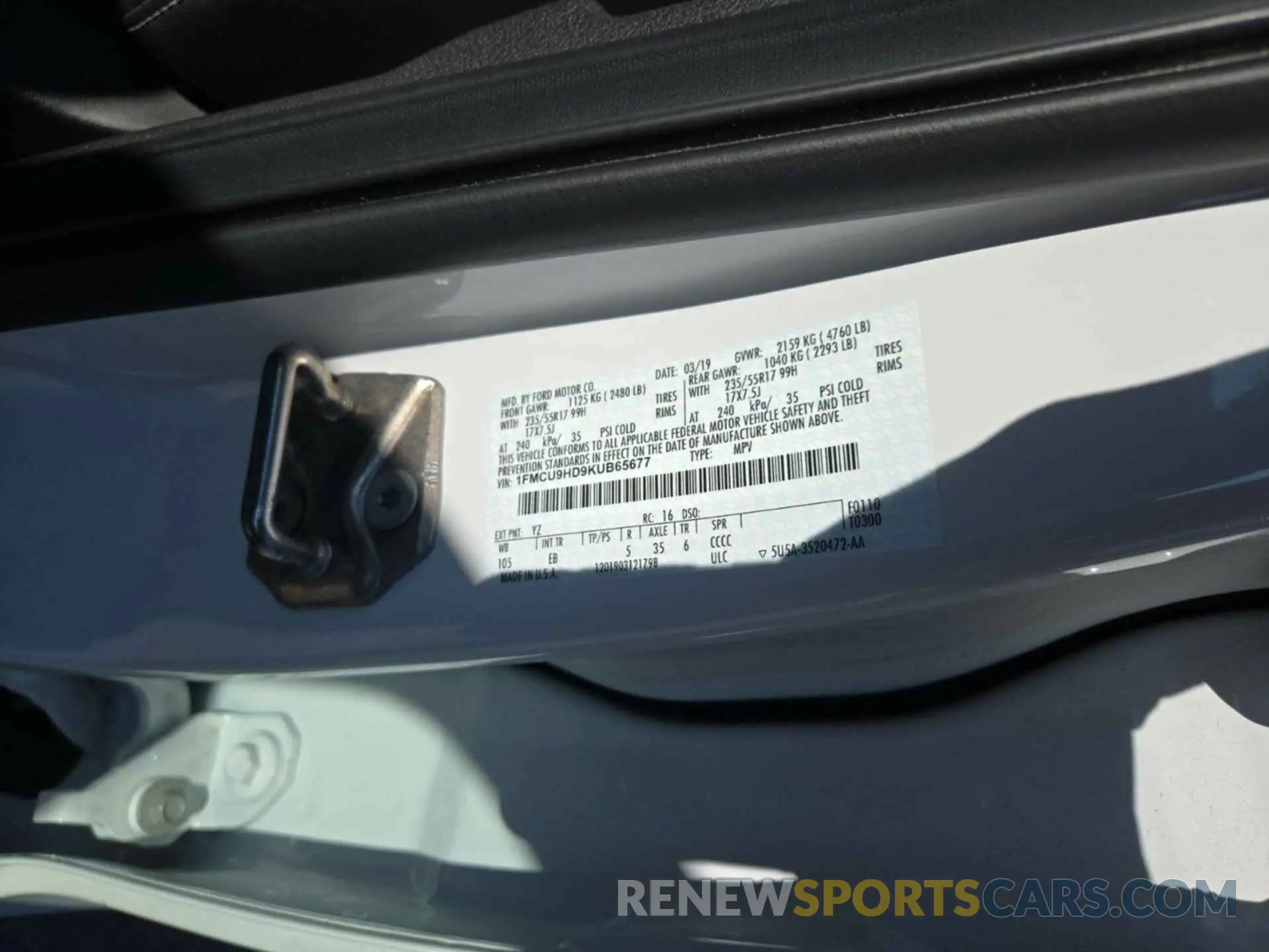 1 fotografías del automóvil dañado 1FMCU9HD9KUB65677 FORD ESCAPE 2019