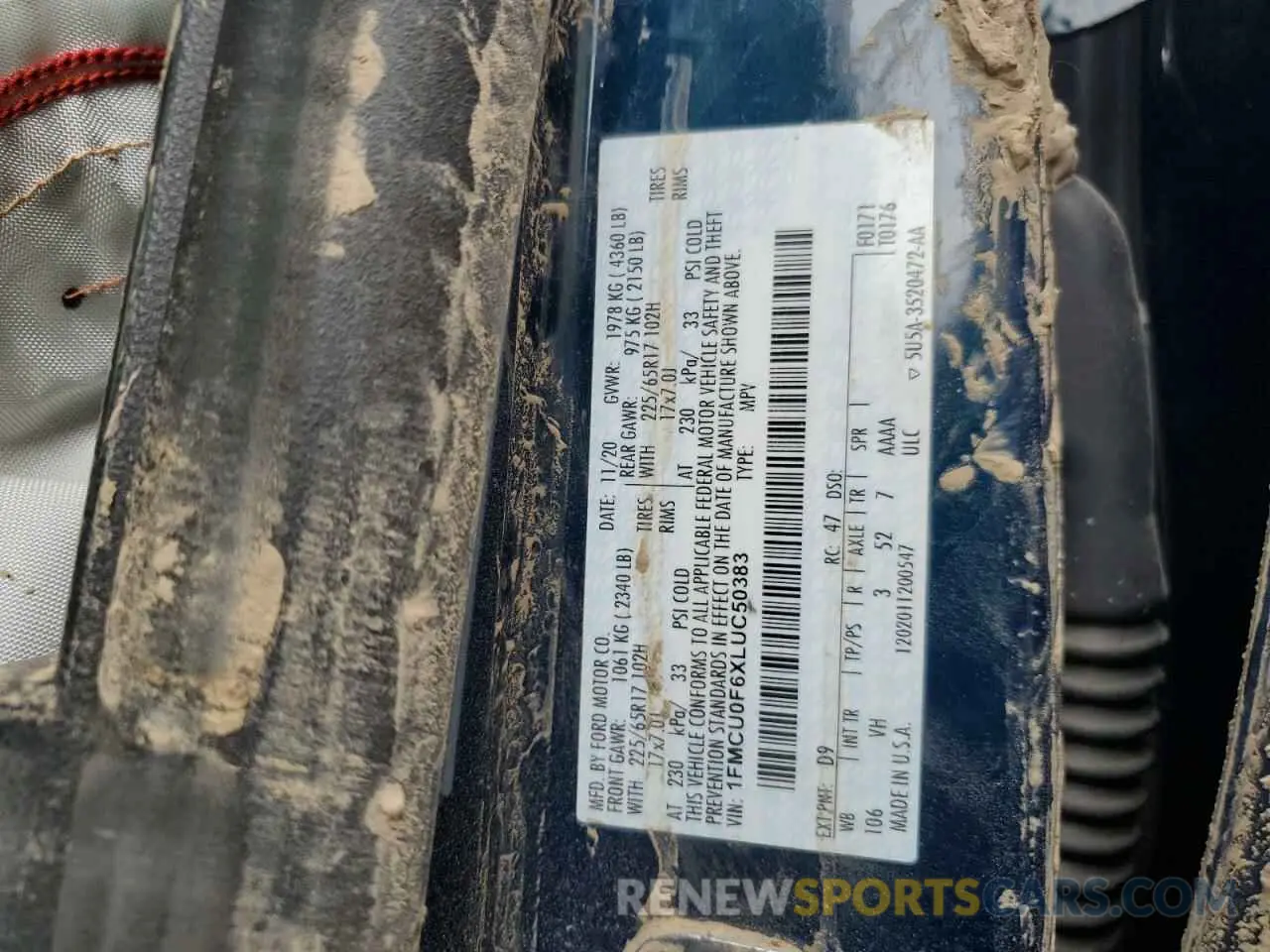 13 fotografías del automóvil dañado 1FMCU0F6XLUC50383 FORD ESCAPE 2020
