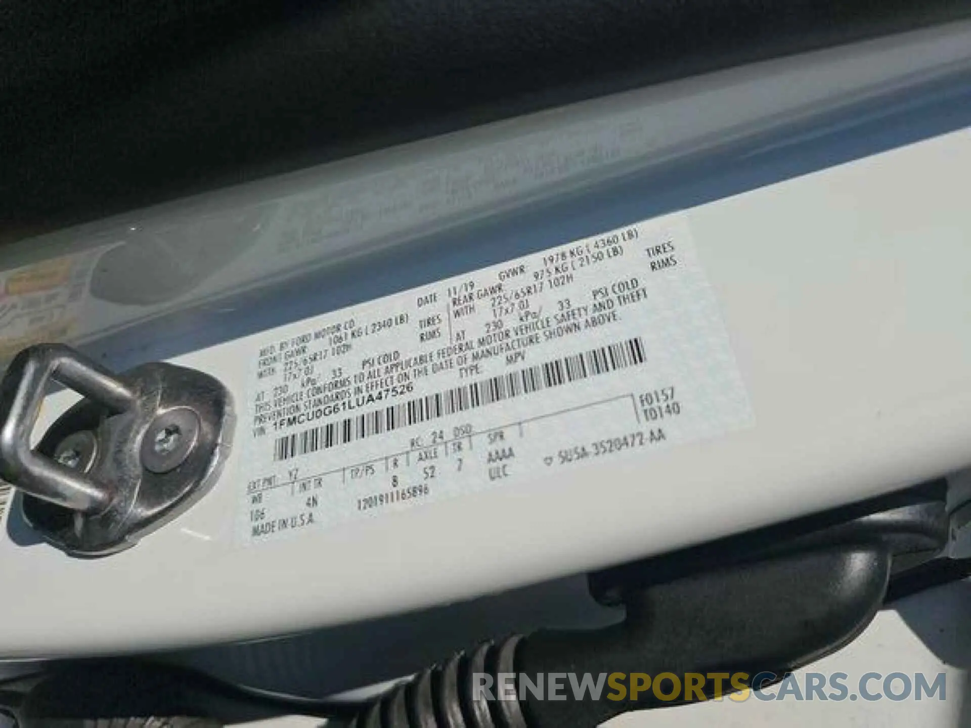 11 fotografías del automóvil dañado 1FMCU0G61LUA47526 FORD ESCAPE 2020