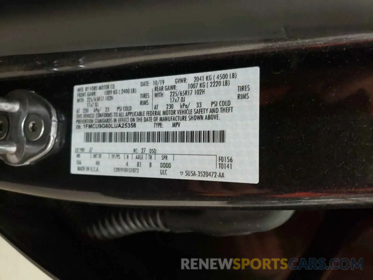 13 fotografías del automóvil dañado 1FMCU9G60LUA25358 FORD ESCAPE 2020