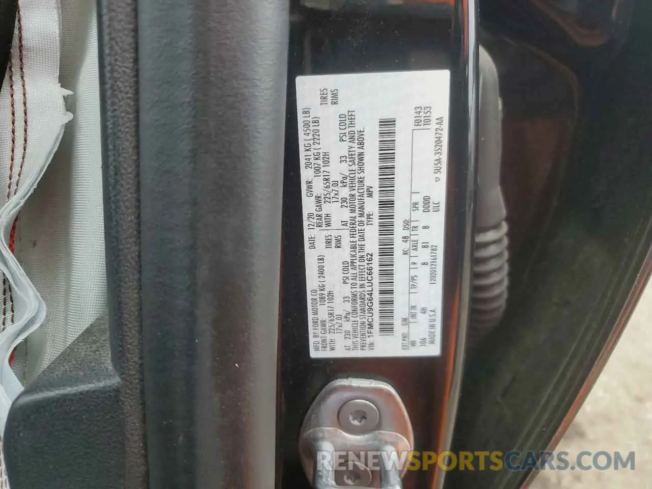 12 fotografías del automóvil dañado 1FMCU9G64LUC66162 FORD ESCAPE 2020