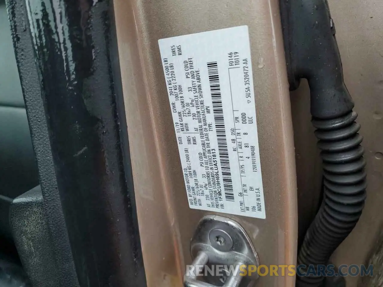 13 fotografías del automóvil dañado 1FMCU9H69LUA51813 FORD ESCAPE 2020