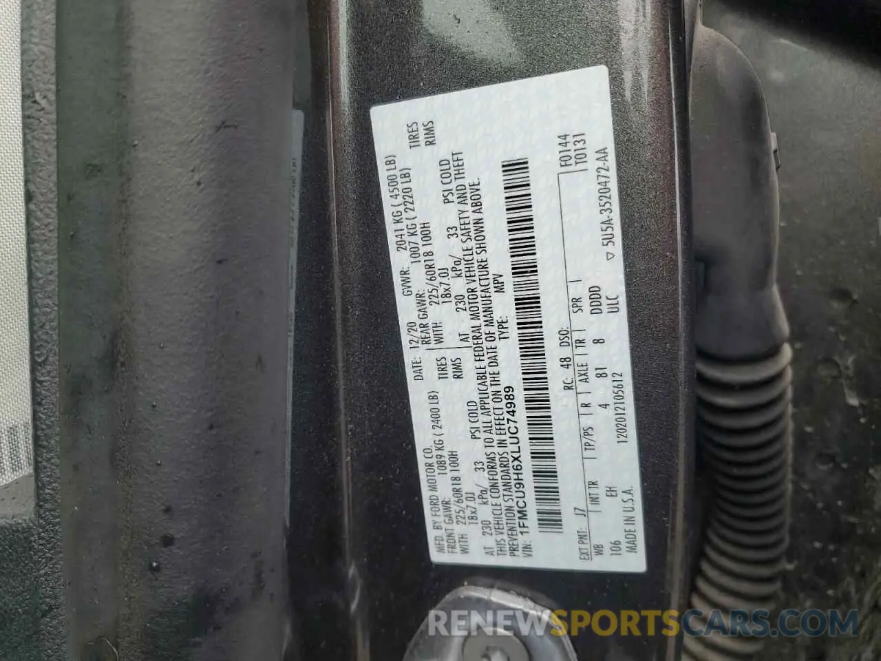 13 fotografías del automóvil dañado 1FMCU9H6XLUC74989 FORD ESCAPE 2020