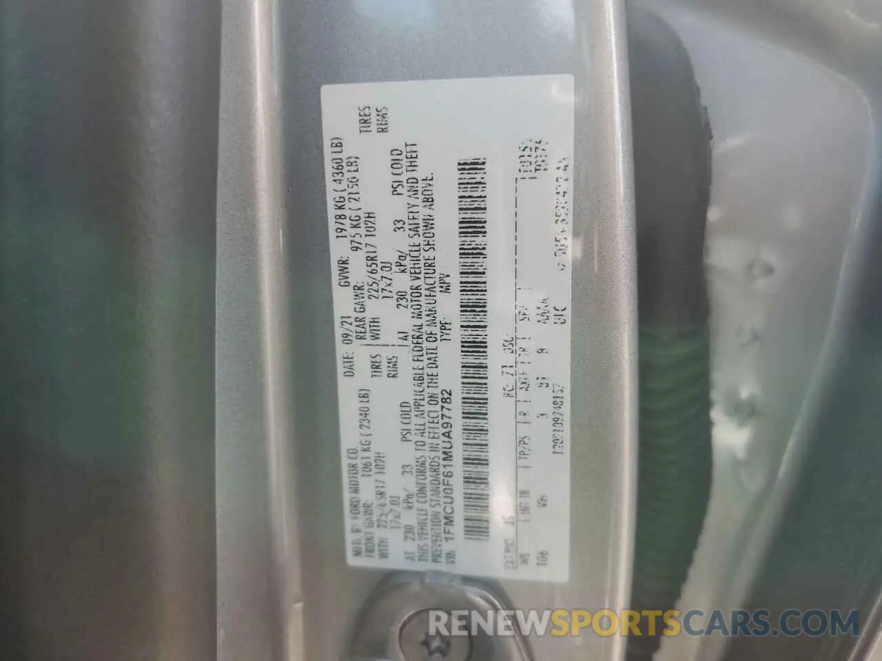 12 fotografías del automóvil dañado 1FMCU0F61MUA97782 FORD ESCAPE 2021