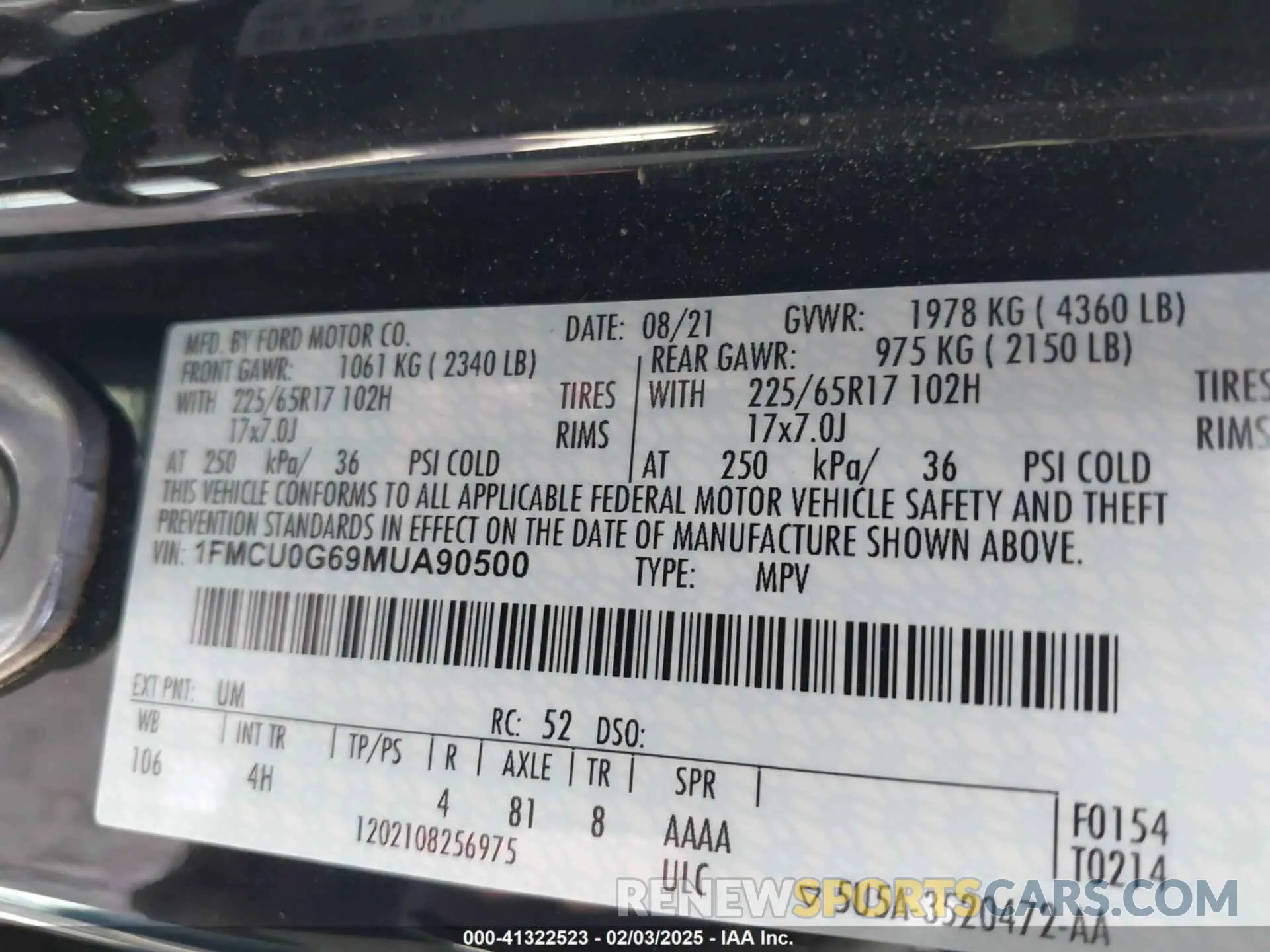 9 fotografías del automóvil dañado 1FMCU0G69MUA90500 FORD ESCAPE 2021