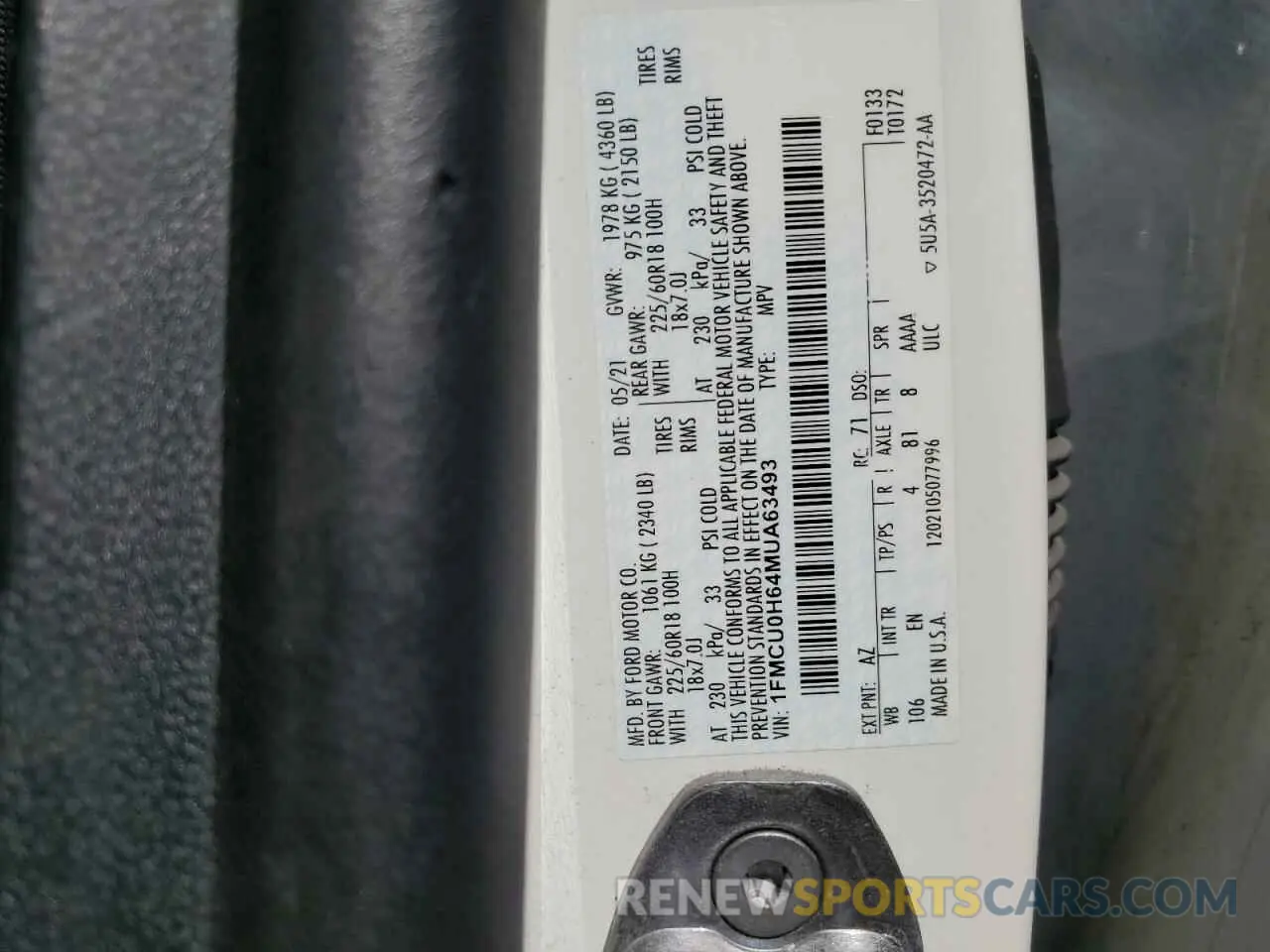 13 fotografías del automóvil dañado 1FMCU0H64MUA63493 FORD ESCAPE 2021