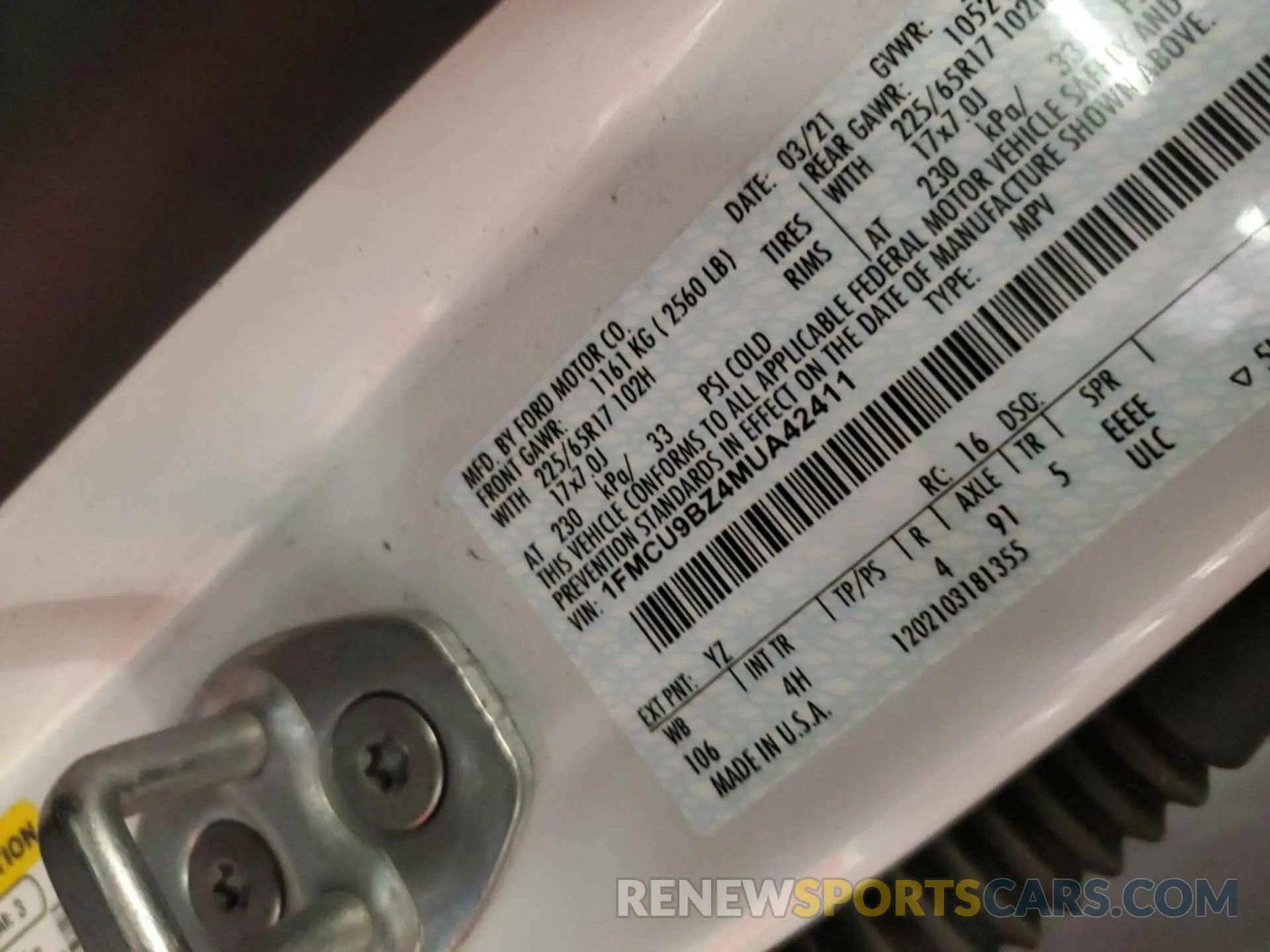 7 fotografías del automóvil dañado 1FMCU9BZ4MUA42411 FORD ESCAPE 2021