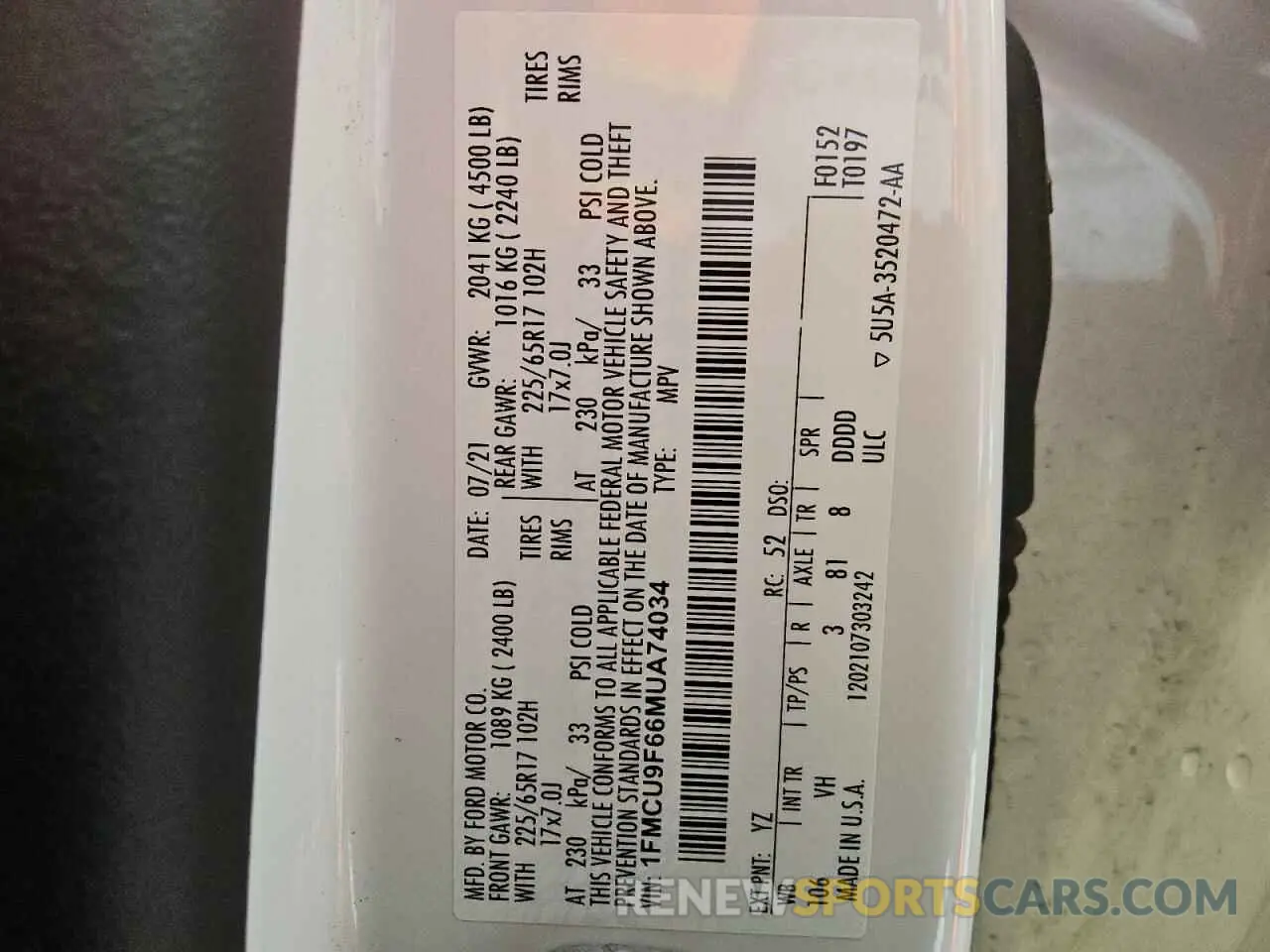 13 fotografías del automóvil dañado 1FMCU9F66MUA74034 FORD ESCAPE 2021