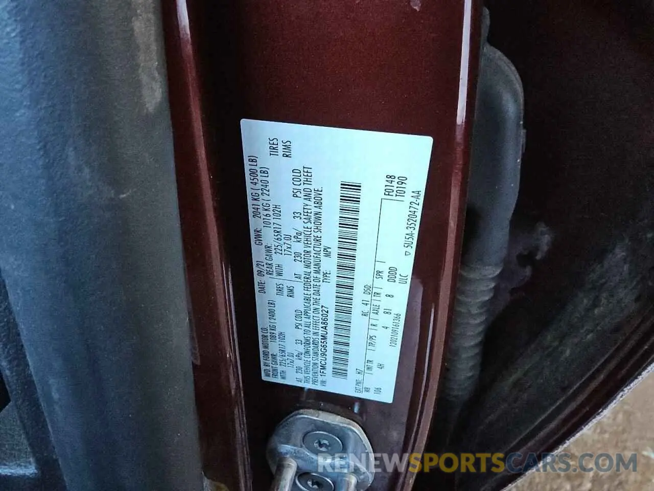 13 fotografías del automóvil dañado 1FMCU9G65MUA86027 FORD ESCAPE 2021