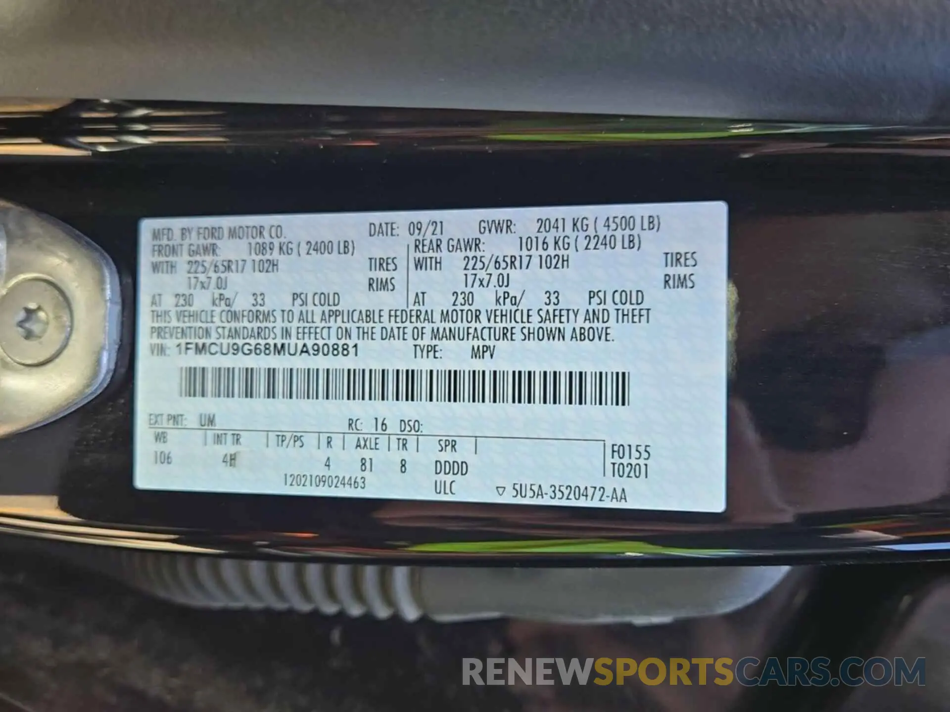 16 fotografías del automóvil dañado 1FMCU9G68MUA90881 FORD ESCAPE 2021