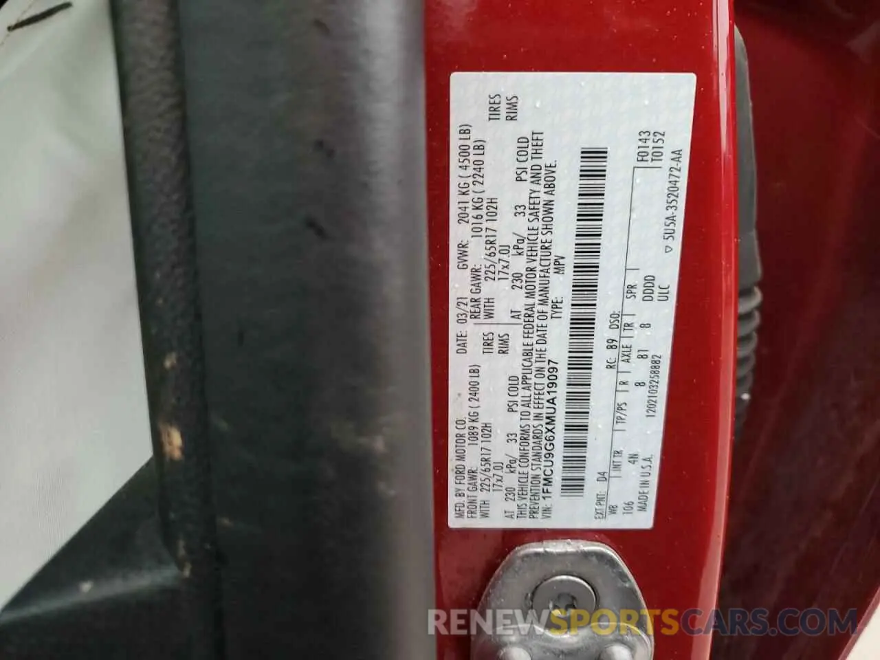 14 fotografías del automóvil dañado 1FMCU9G6XMUA19097 FORD ESCAPE 2021