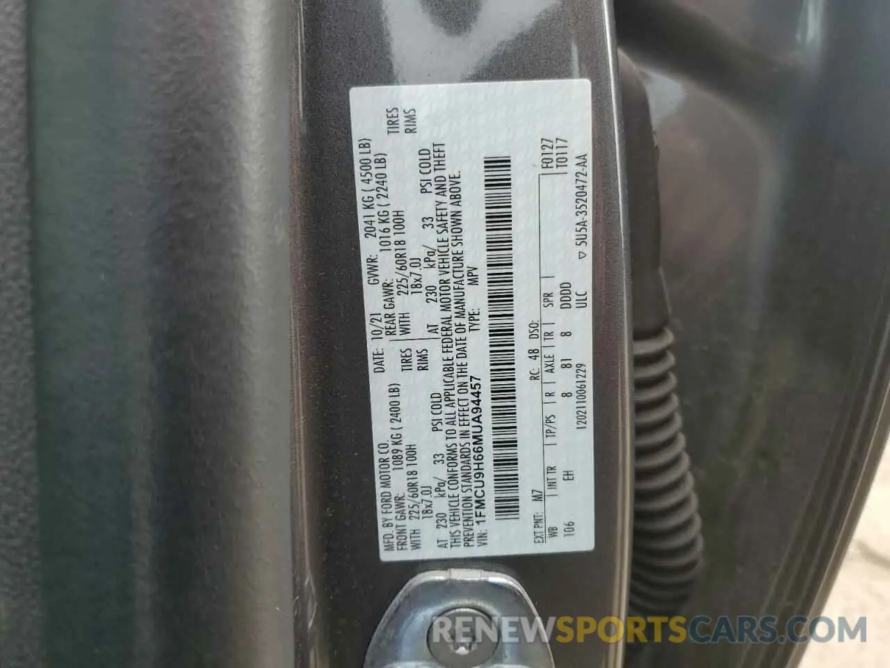 13 fotografías del automóvil dañado 1FMCU9H66MUA94457 FORD ESCAPE 2021