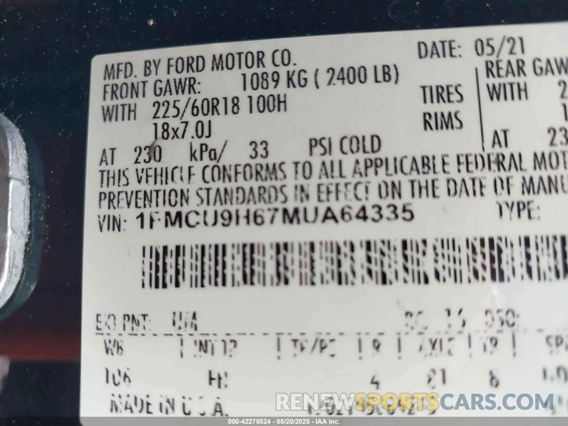 9 fotografías del automóvil dañado 1FMCU9H67MUA64335 FORD ESCAPE 2021