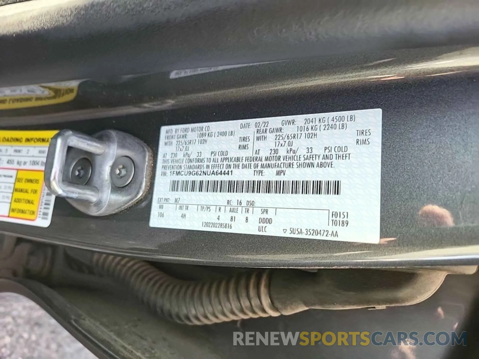 17 fotografías del automóvil dañado 1FMCU9G62NUA64441 FORD ESCAPE 2022