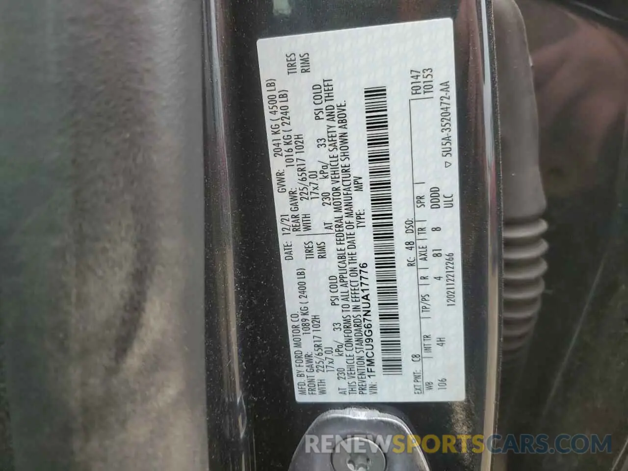 13 fotografías del automóvil dañado 1FMCU9G67NUA17776 FORD ESCAPE 2022