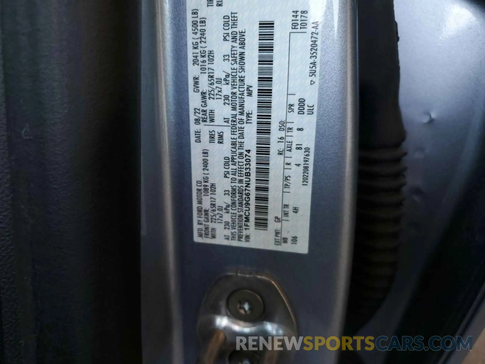 21 fotografías del automóvil dañado 1FMCU9G67NUB33074 FORD ESCAPE 2022