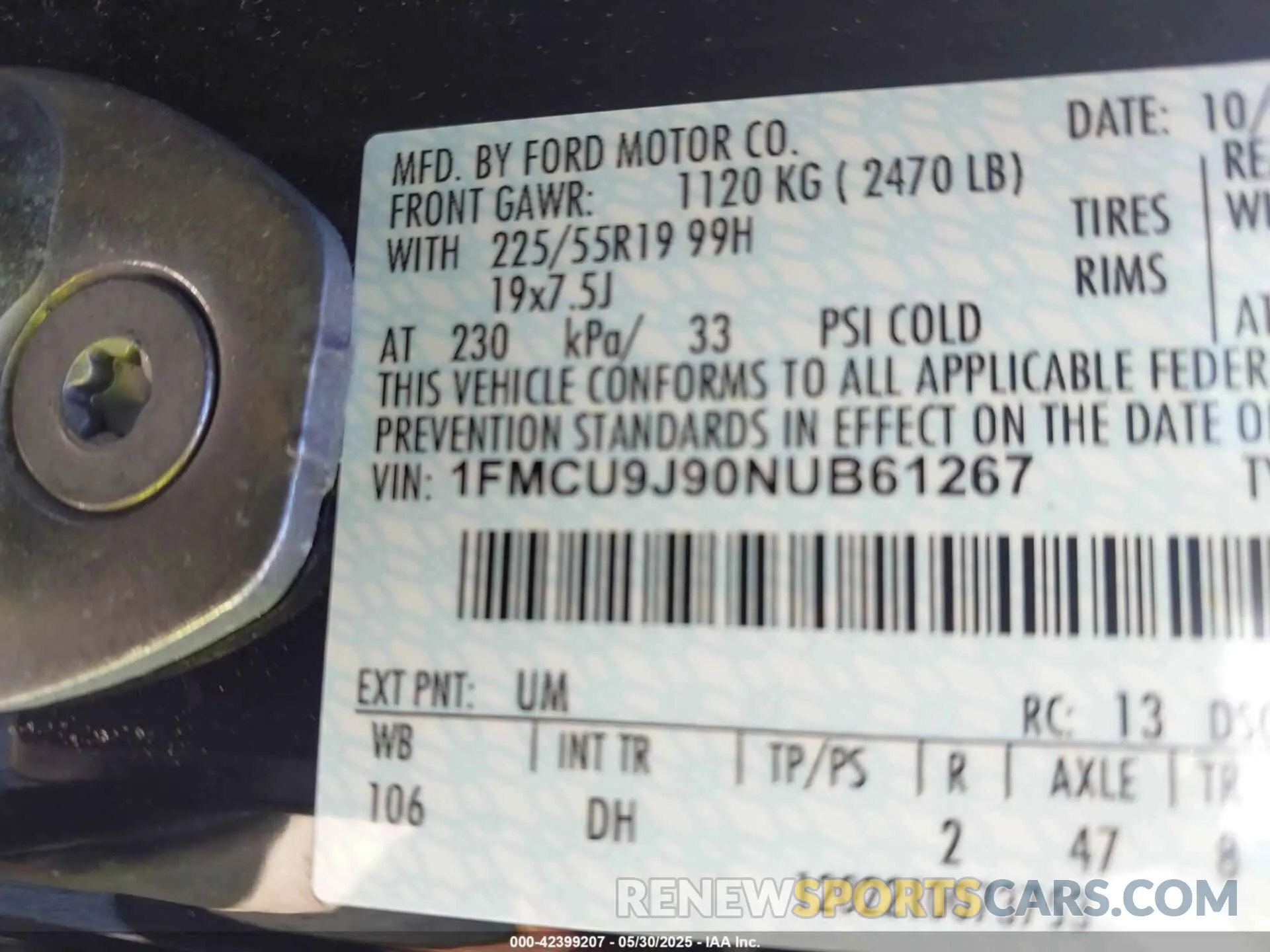 9 fotografías del automóvil dañado 1FMCU9J90NUB61267 FORD ESCAPE 2022