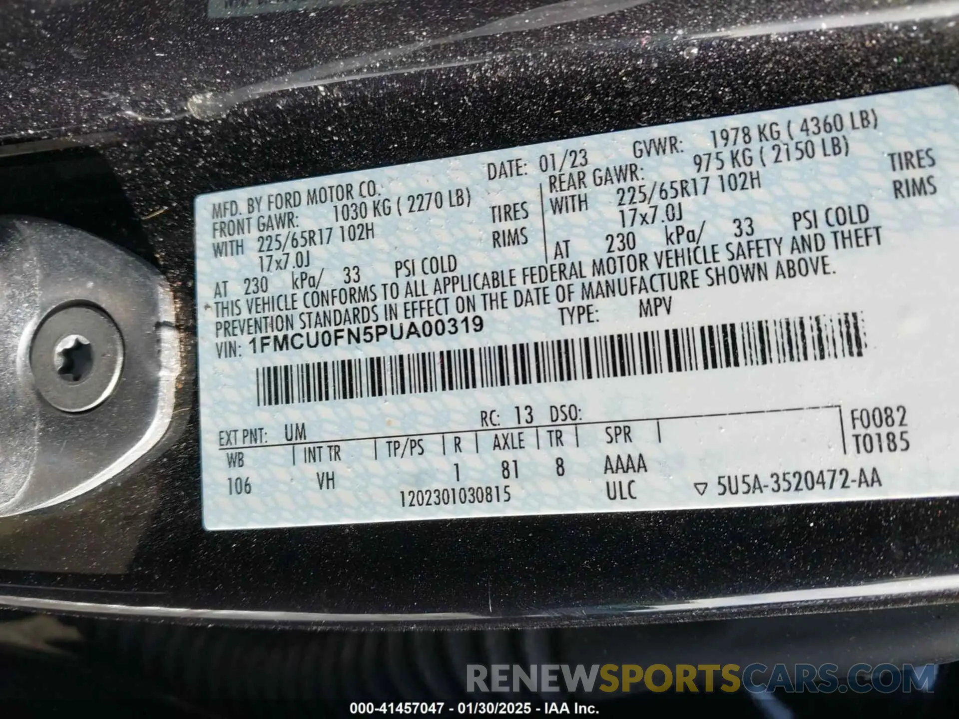 9 fotografías del automóvil dañado 1FMCU0FN5PUA00319 FORD ESCAPE 2023